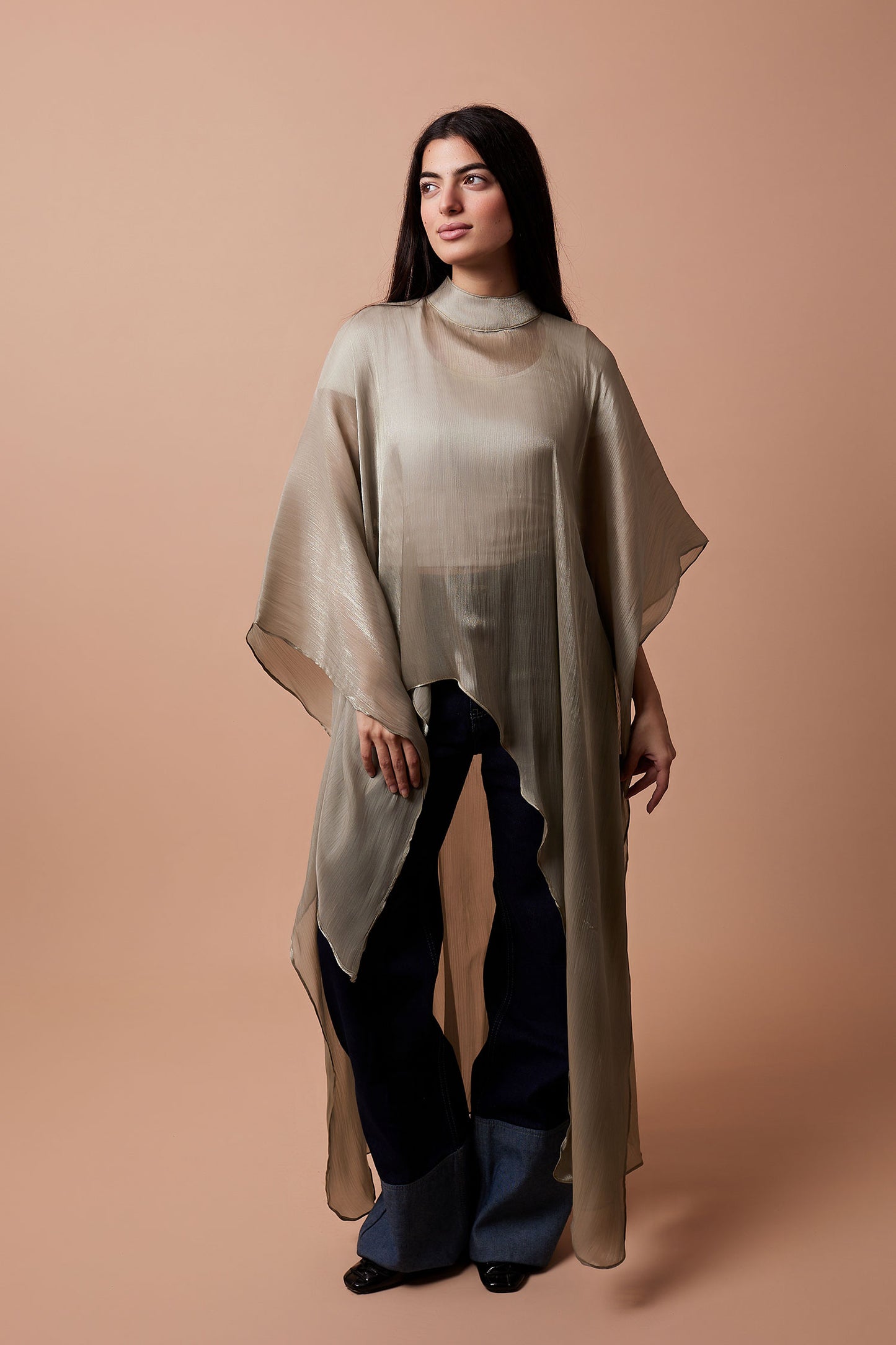 Organza Crinkled Blouse - Olive