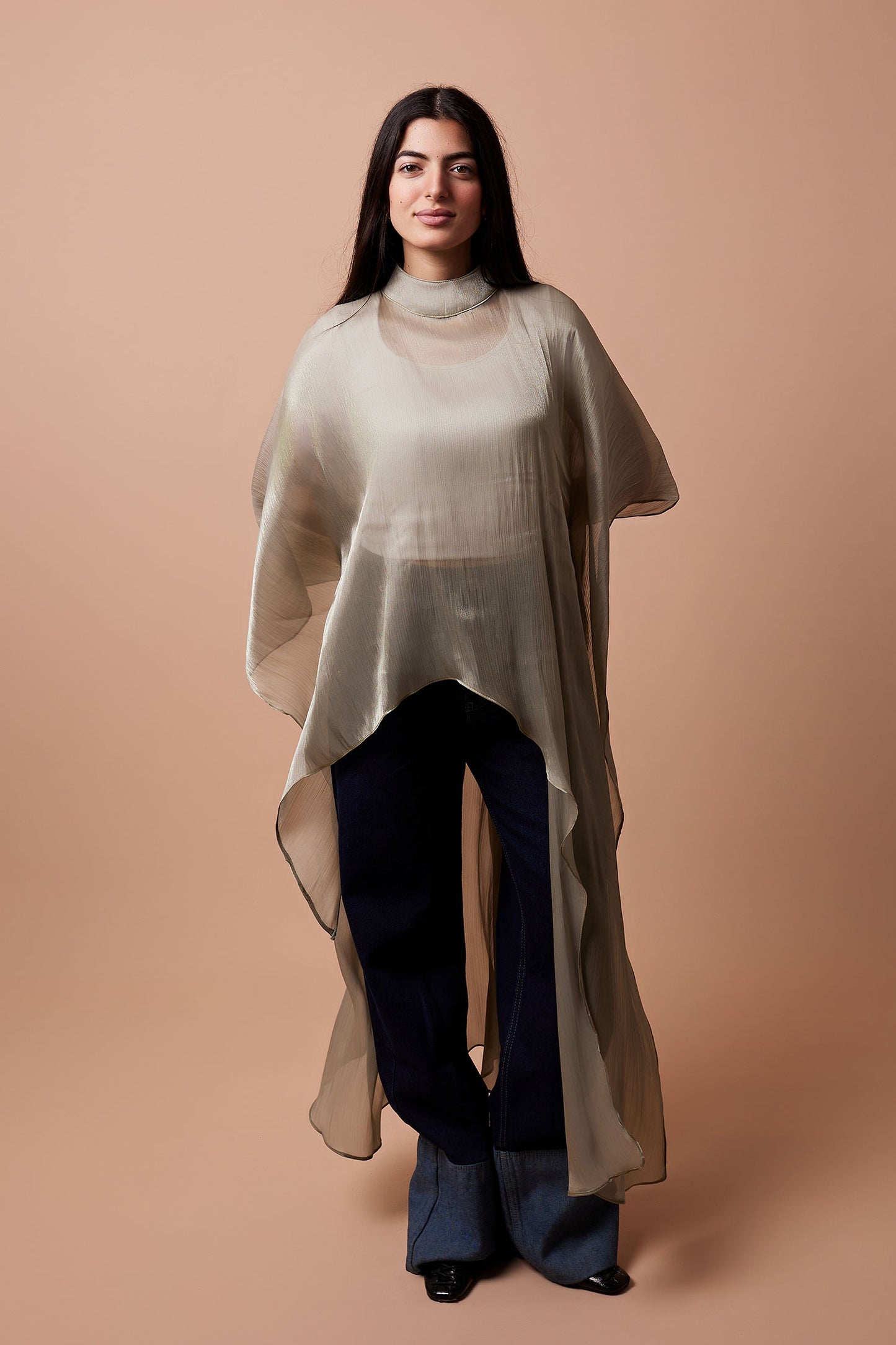 Organza Crinkled Blouse - Olive