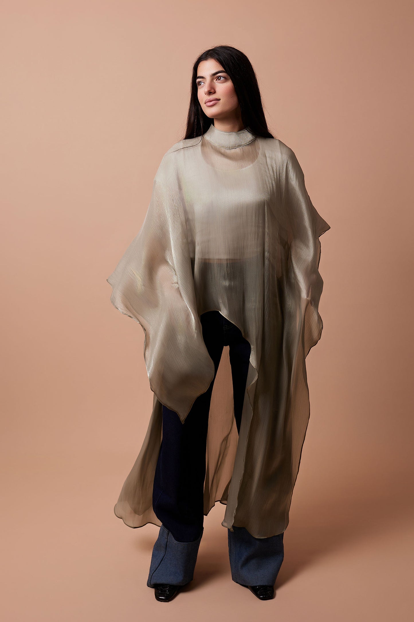 Organza Crinkled Blouse - Olive