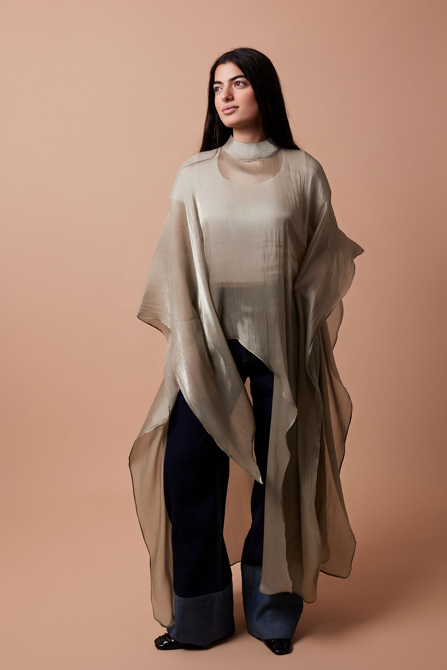 Organza Crinkled Blouse - Olive