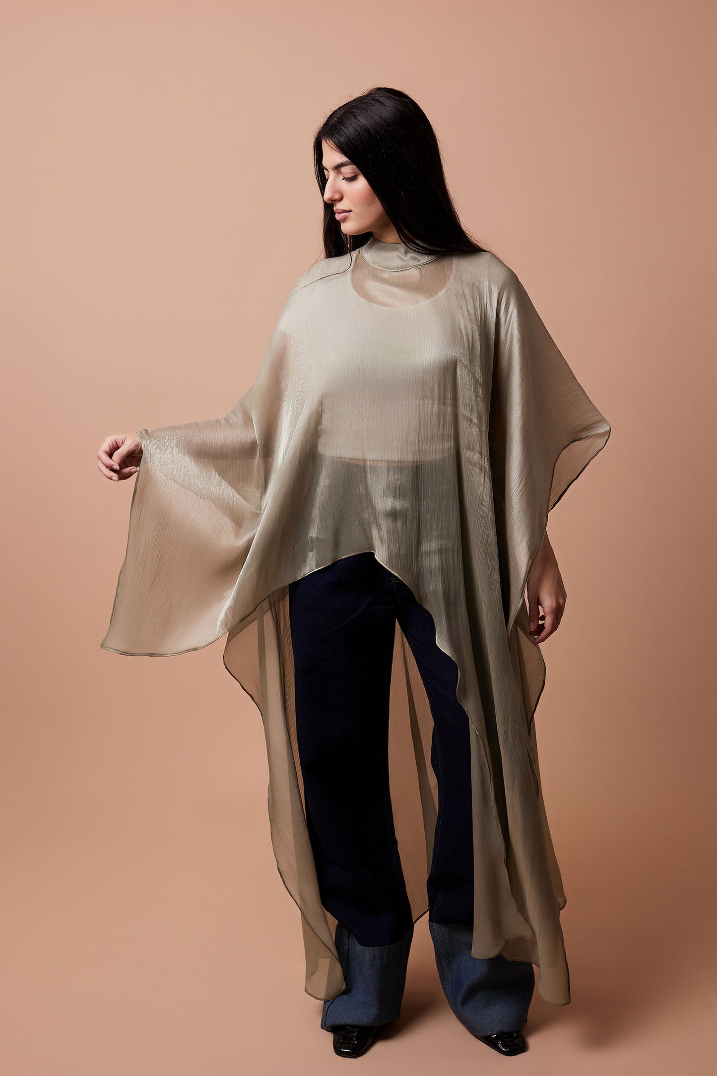 Organza Crinkled Blouse - Olive