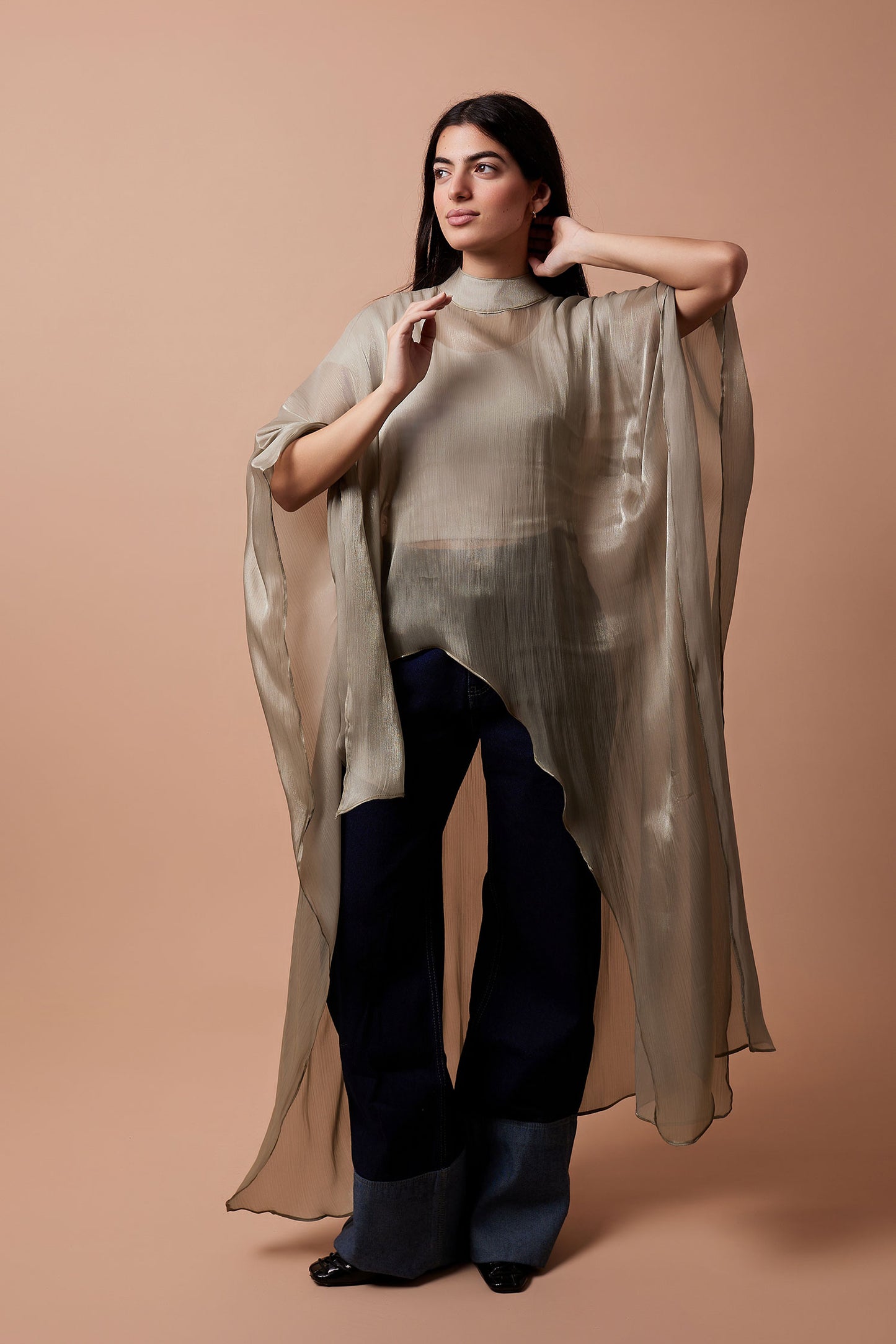 Organza Crinkled Blouse - Olive