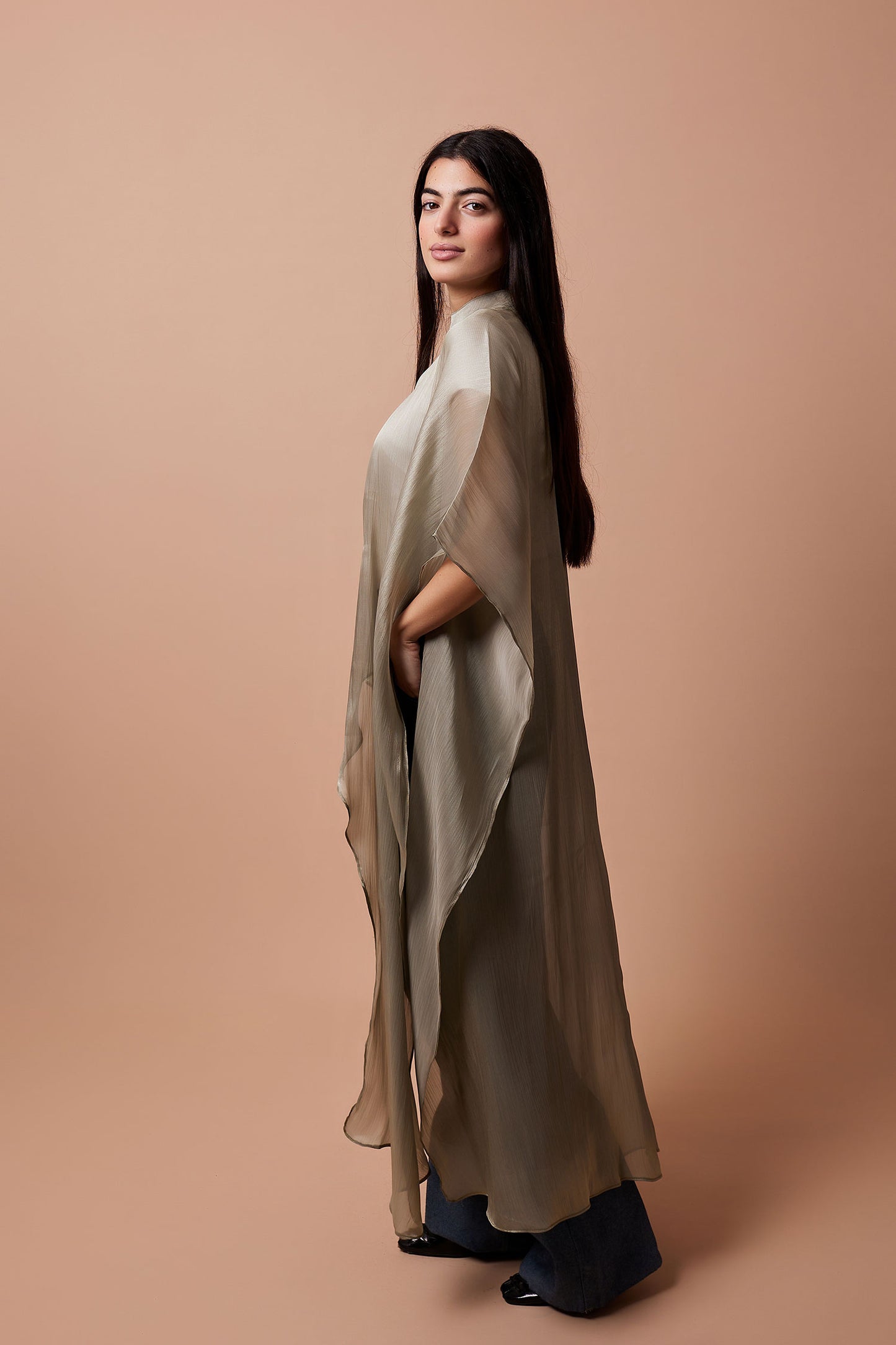 Organza Crinkled Blouse - Olive