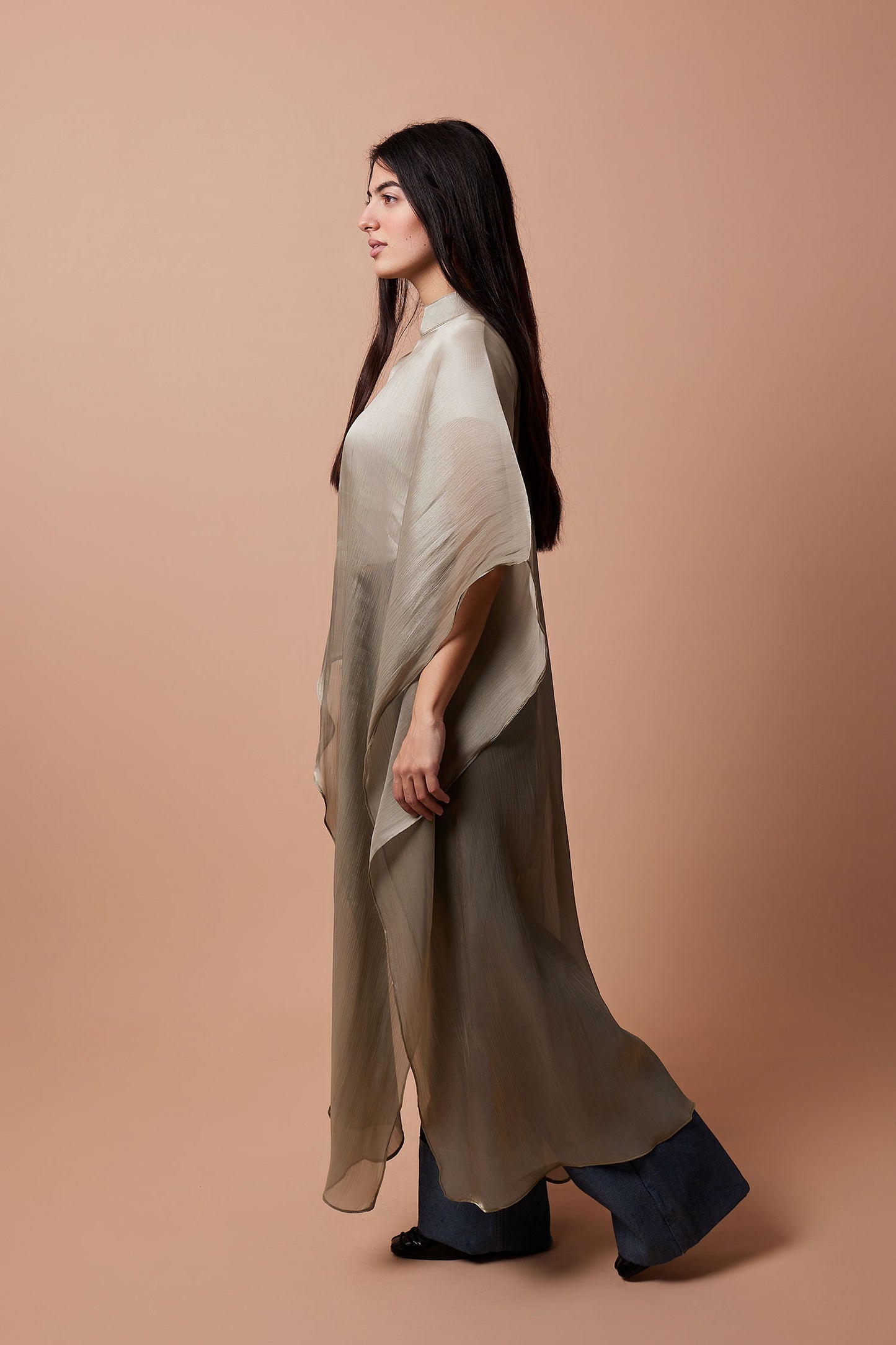 Organza Crinkled Blouse - Olive