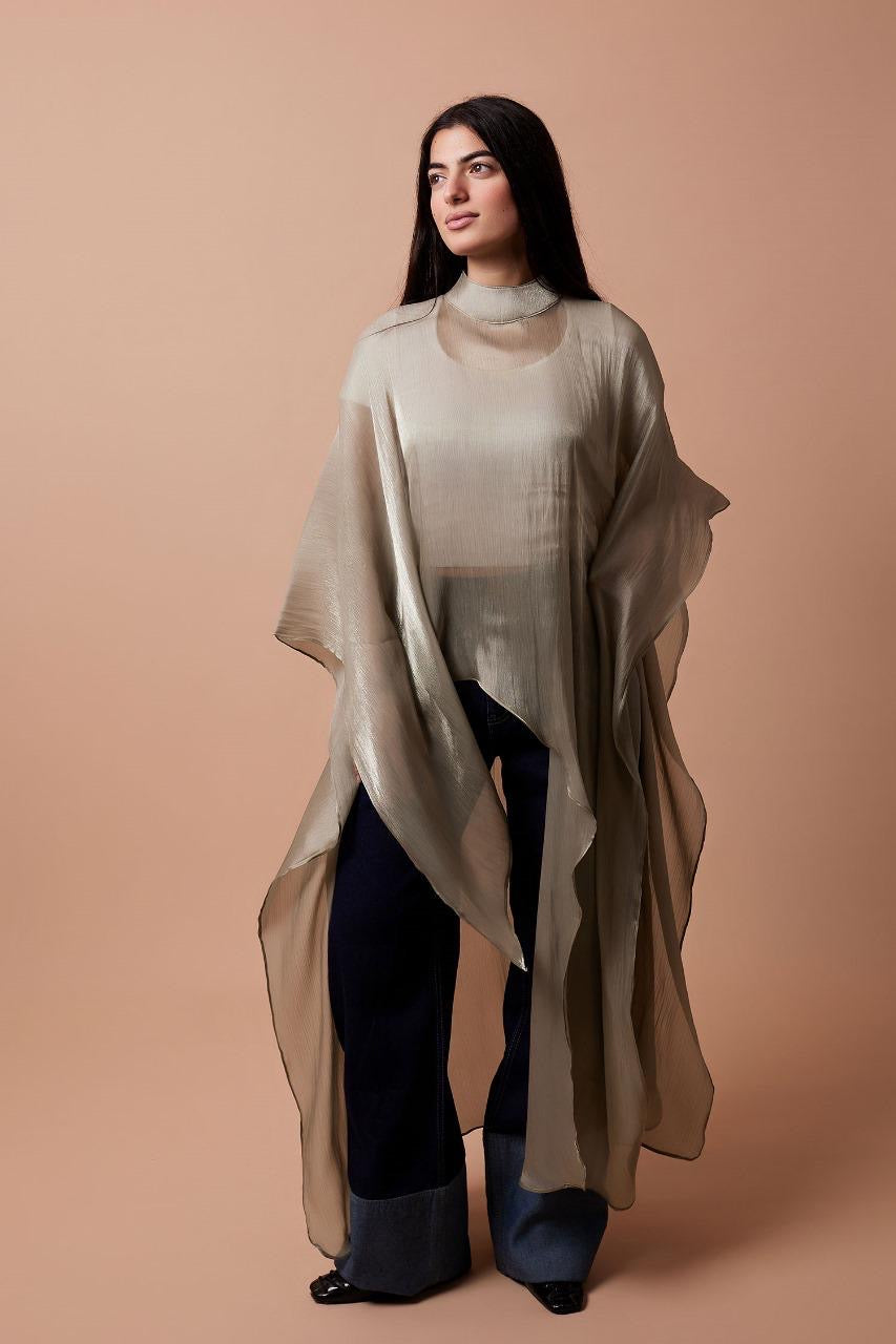 Organza Crinkled Blouse - Olive