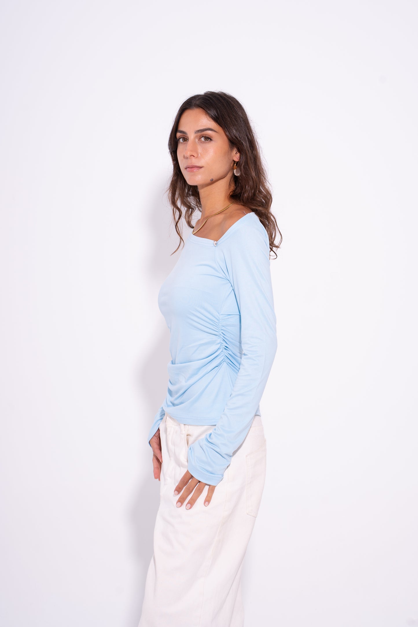 Luna Twist Top - Baby Blue