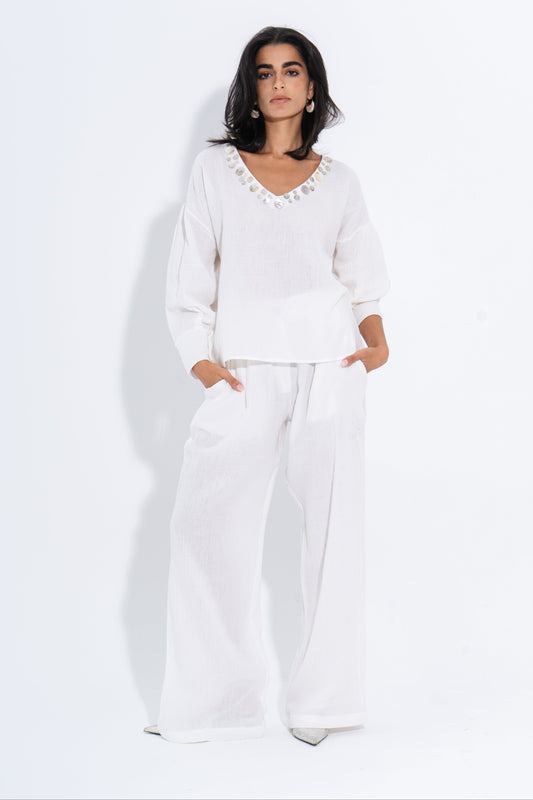 Seashell Co-Ord Set - White