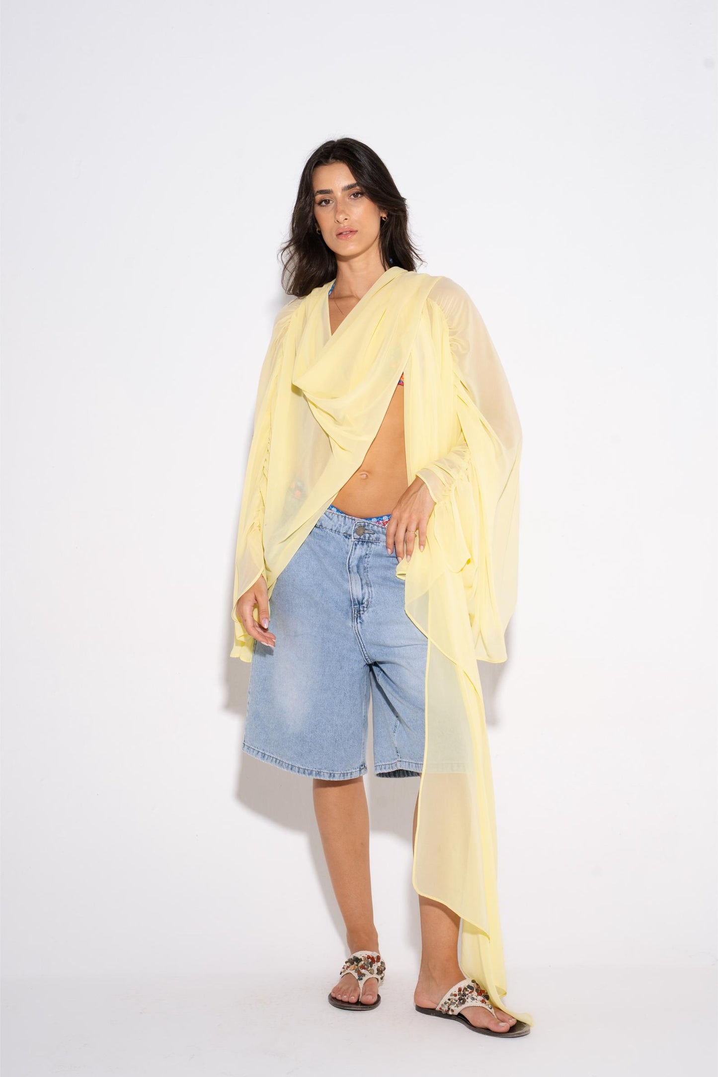 Chiffon Beach Cover Up - Yellow