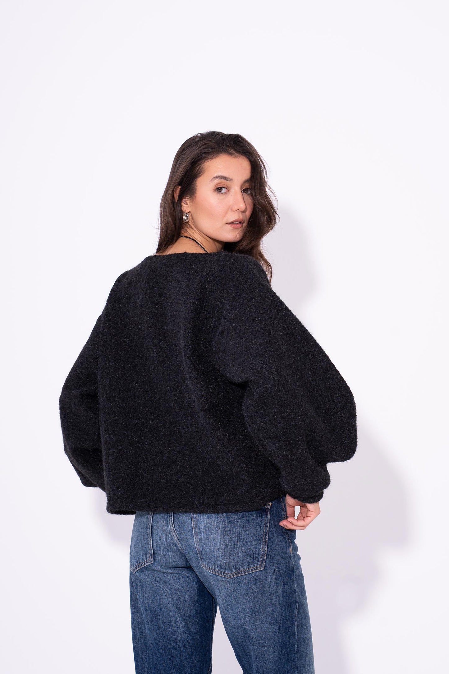 Cloud Mohair Knit Sweater - Black