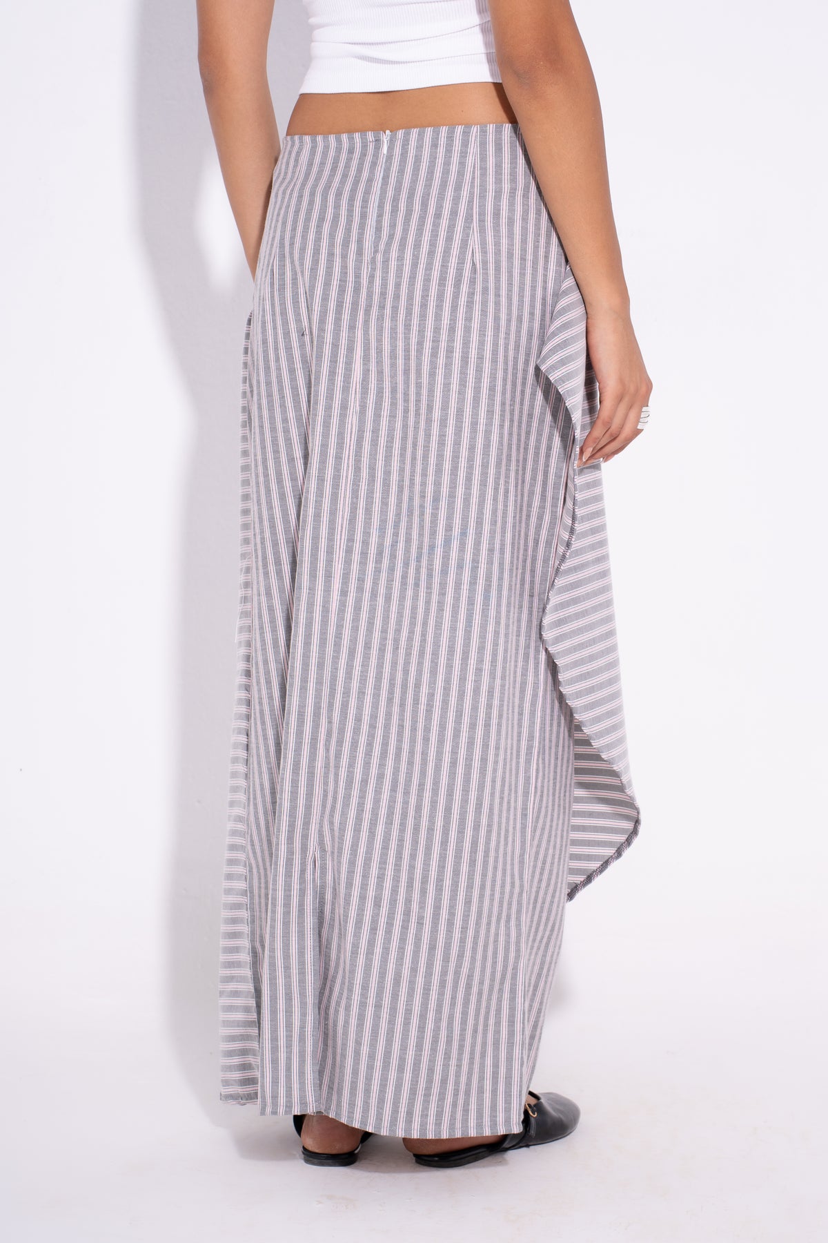 Twist Striped Skirt - Grey