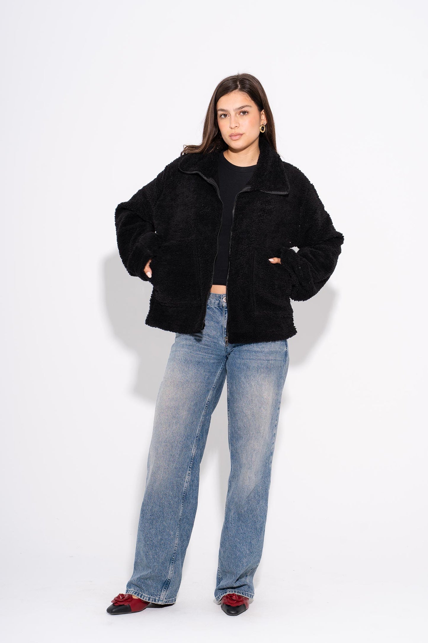 Teddy Fur Jacket - Black
