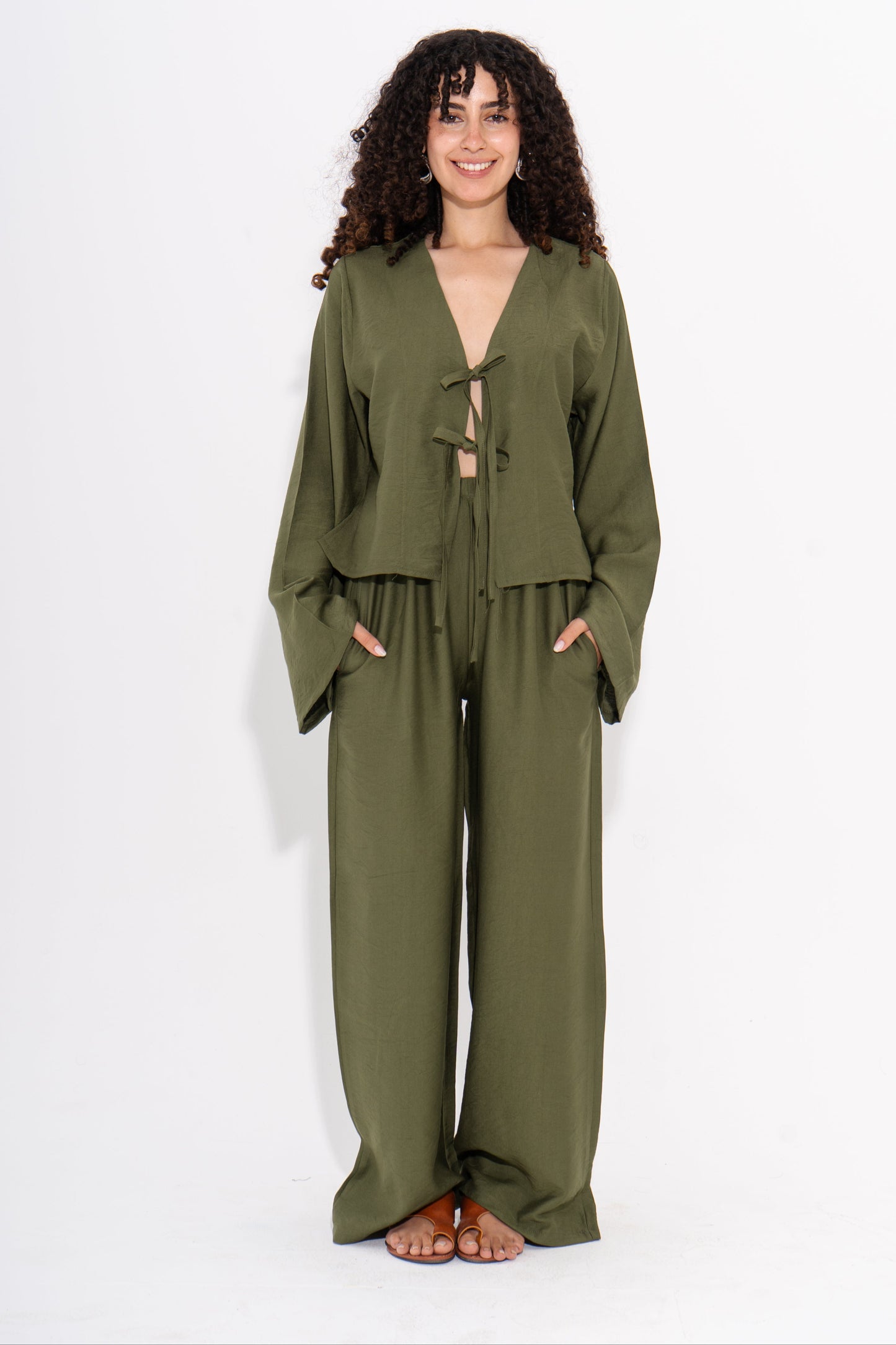 Boho Linen Set - Olive