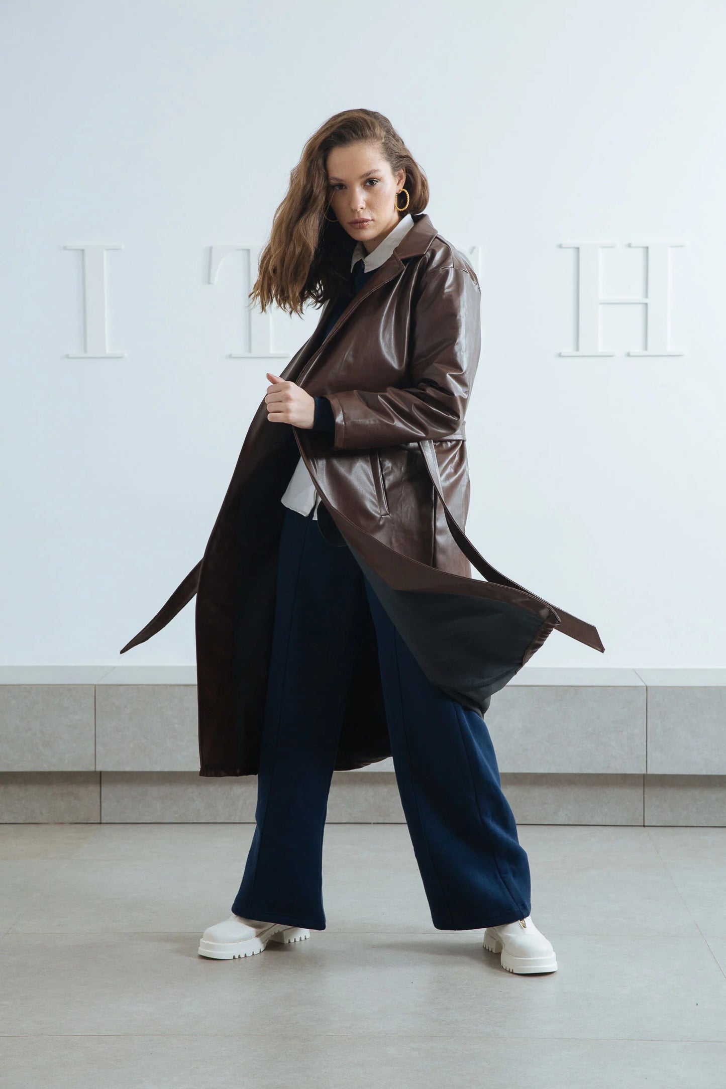 Leather Coat - Brown