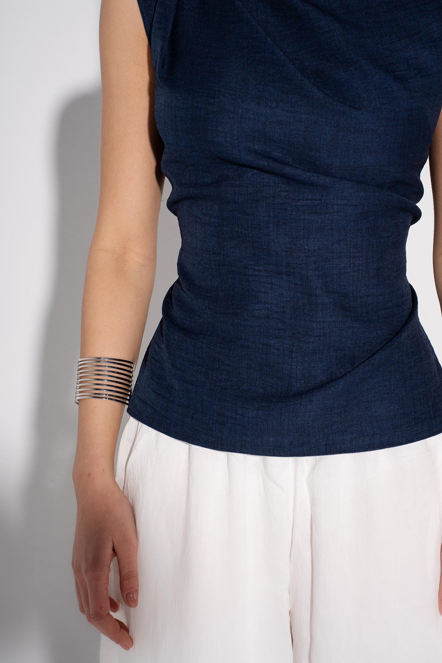 Draped Sleeveless Top - Navy