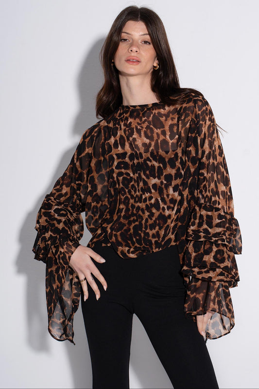 Diva Drapes Blouse - Tiger