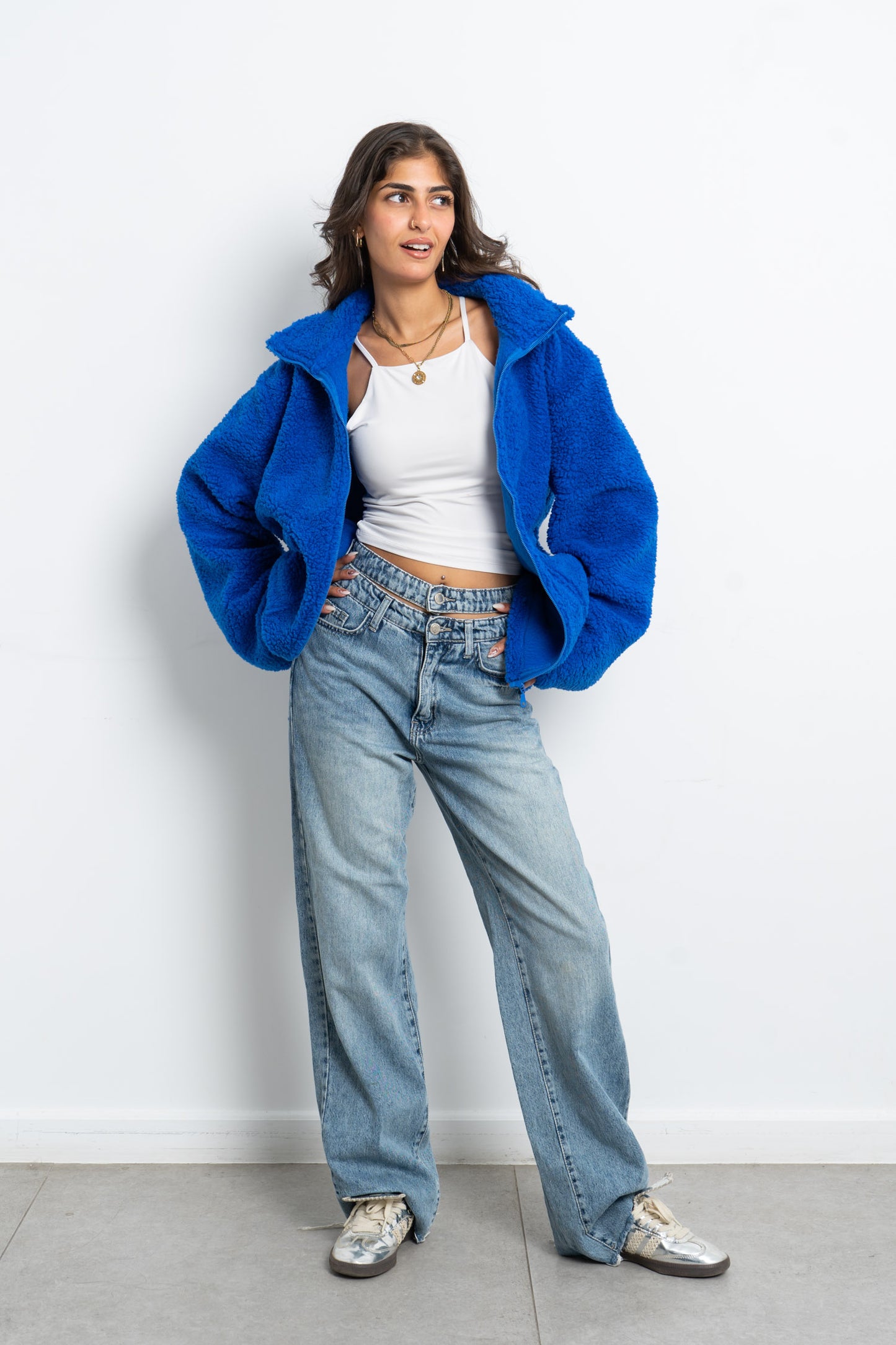 Teddy Fur Jacket - Royal Blue