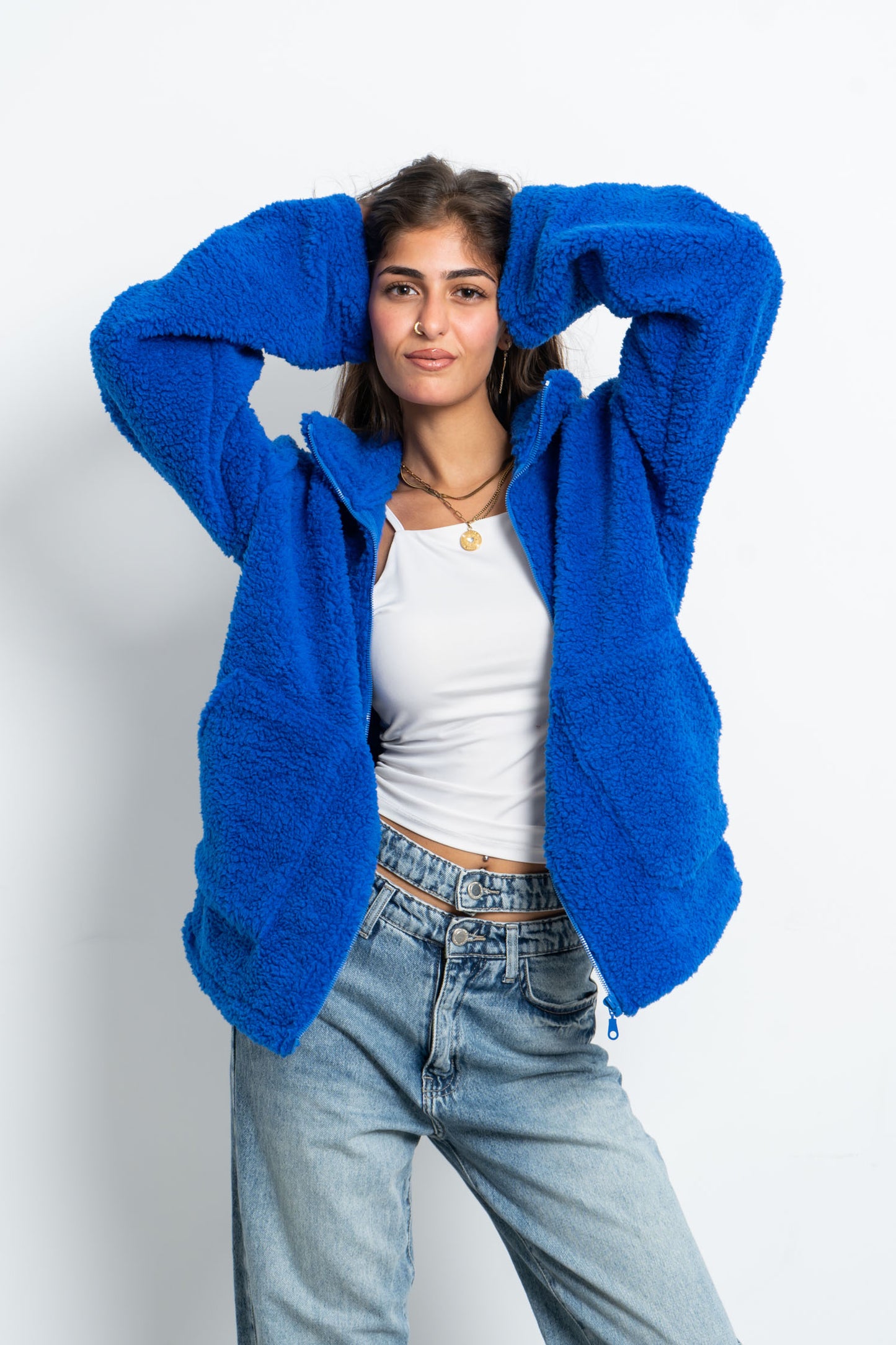 Teddy Fur Jacket - Royal Blue