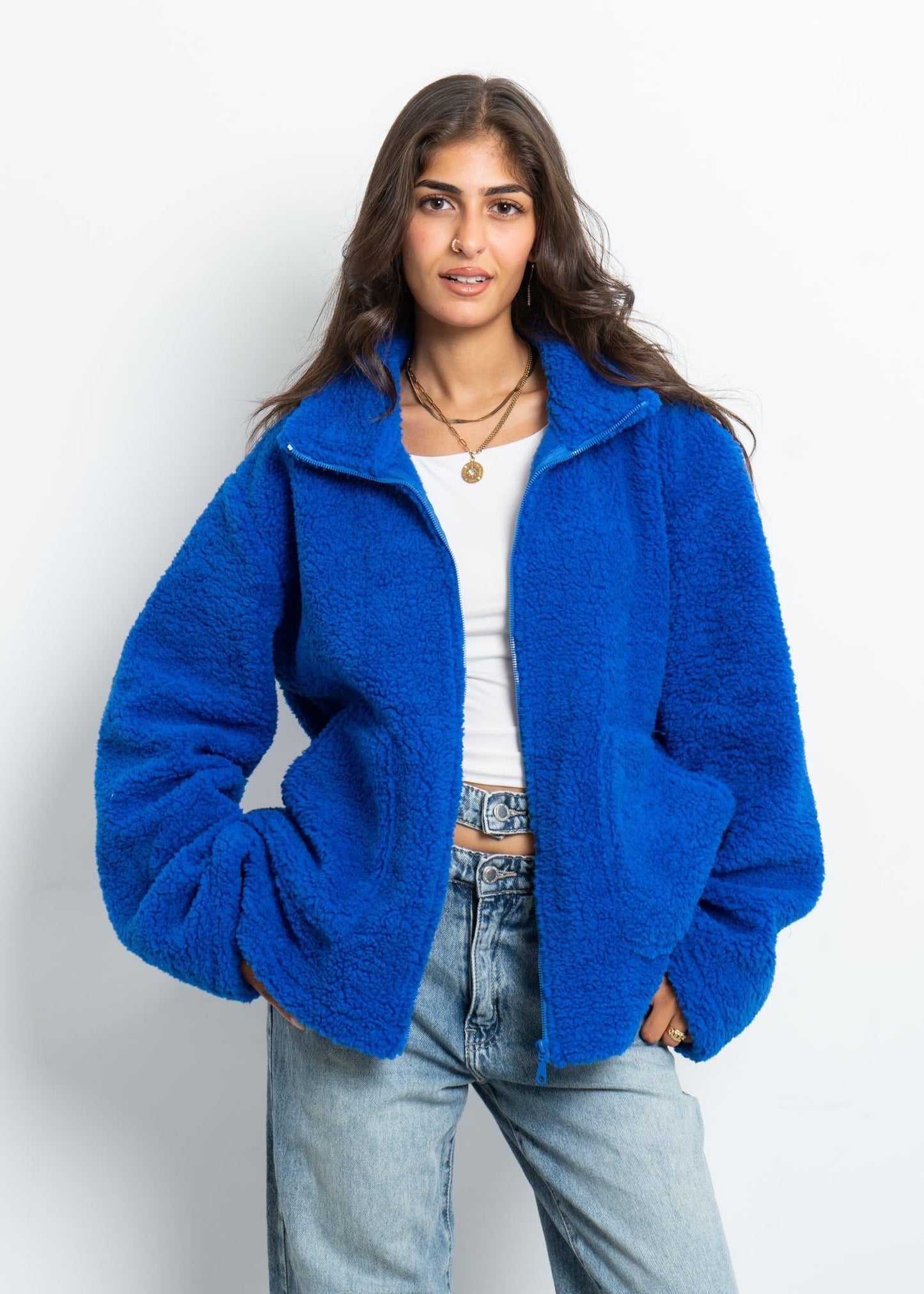 Teddy Fur Jacket - Royal Blue