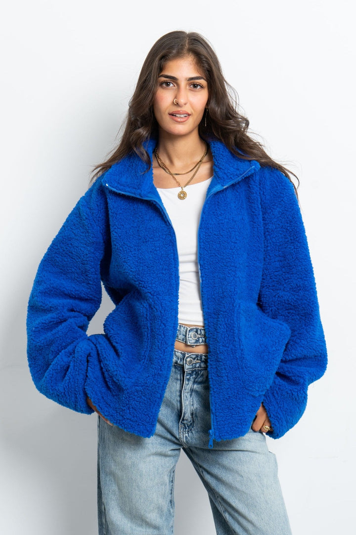 Teddy Fur Jacket - Royal Blue