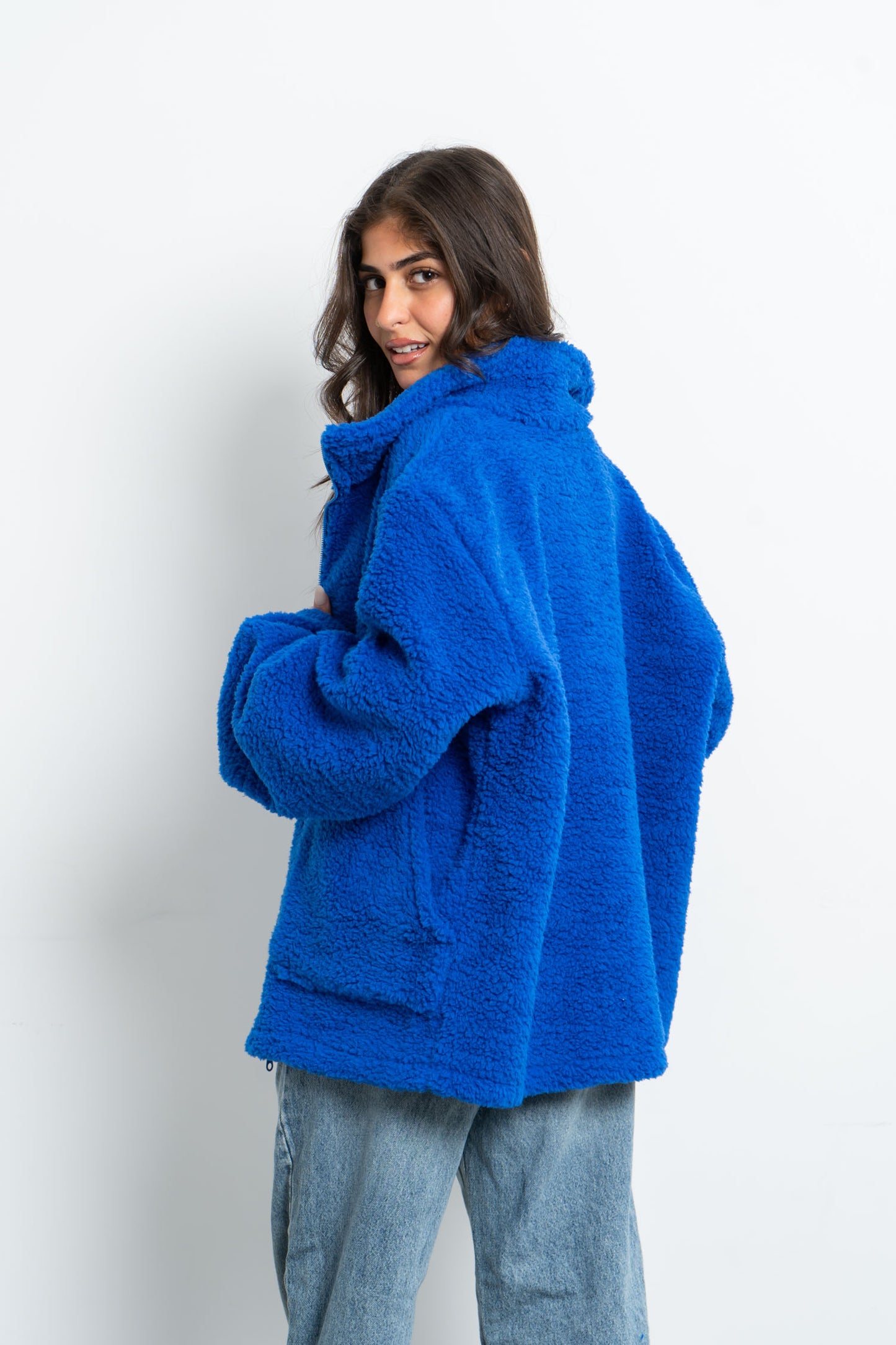 Teddy Fur Jacket - Royal Blue