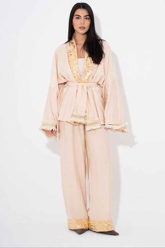 Golden Glow Kaftan Set - Gold