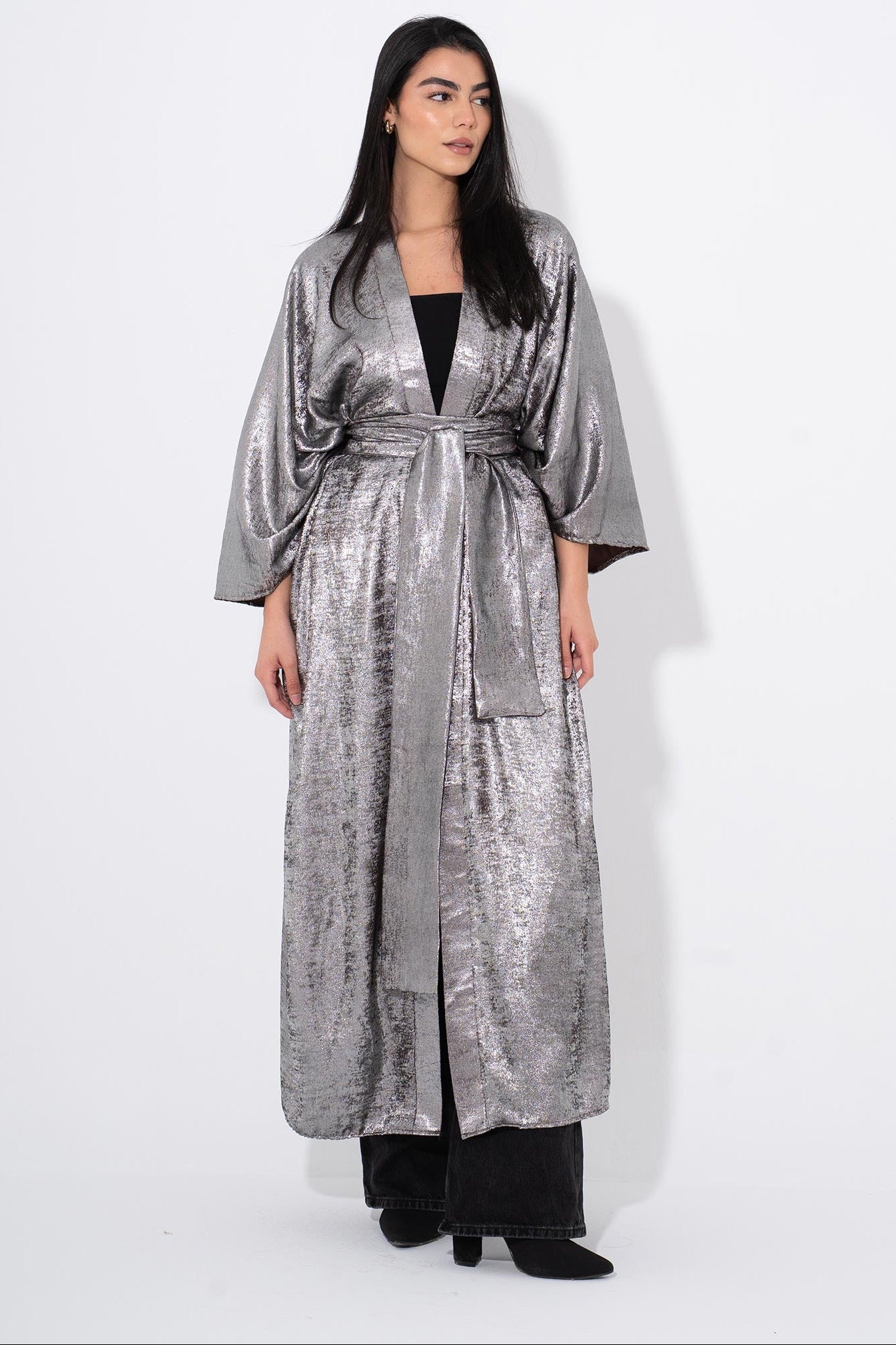 Noor Moon Metallic Kaftan - Silver