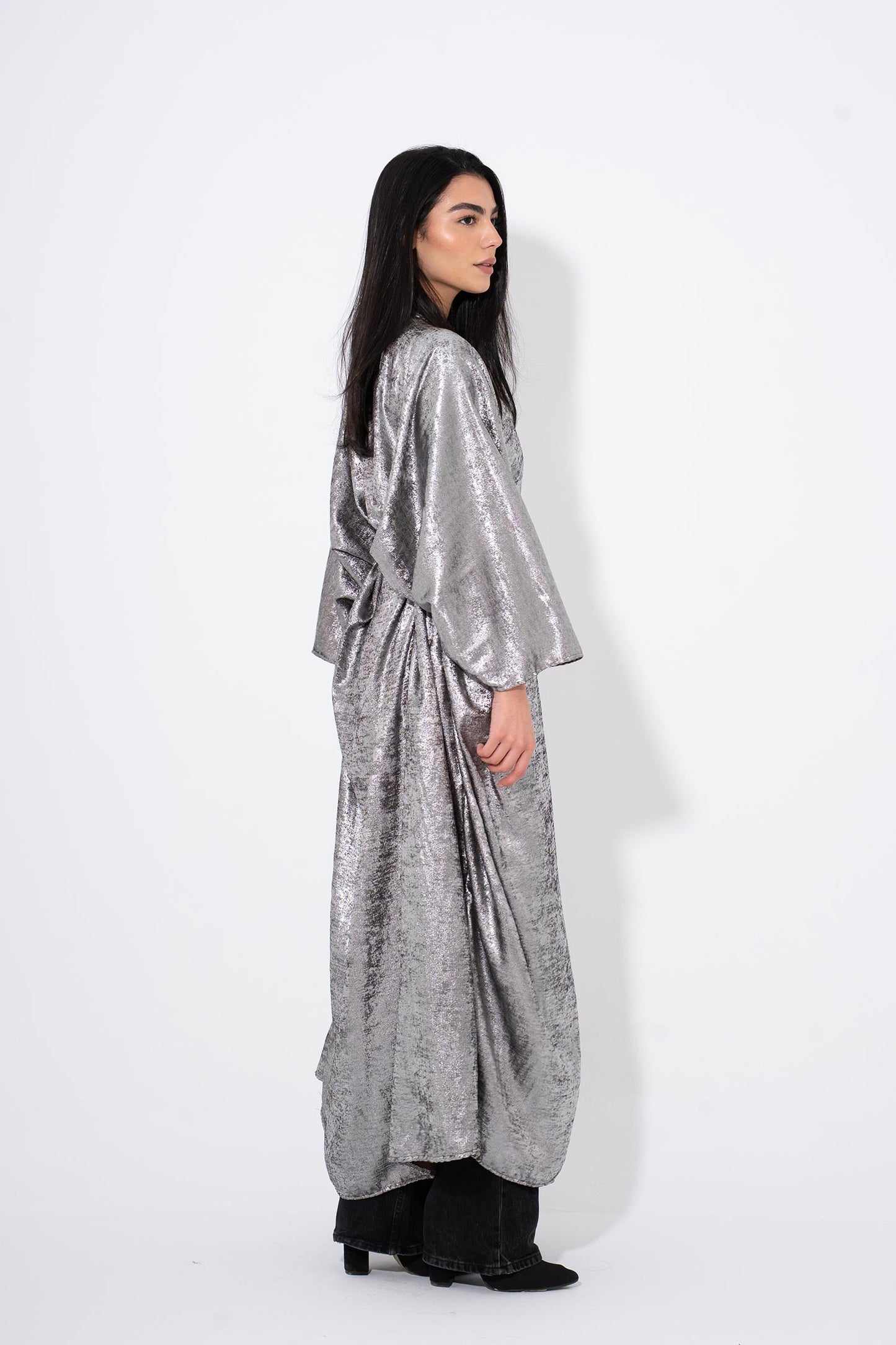 Noor Moon Metallic Kaftan - Silver