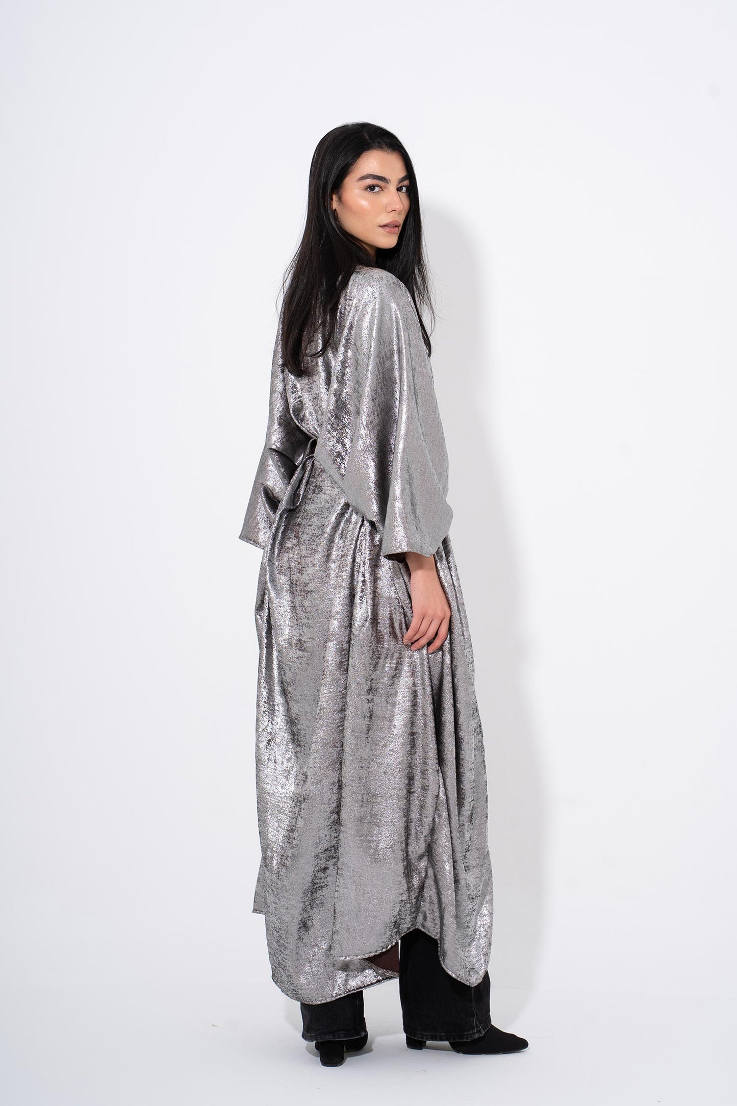 Noor Moon Metallic Kaftan - Silver