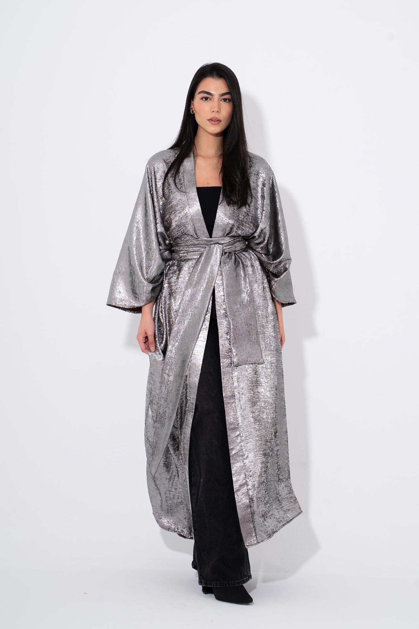 Noor Moon Metallic Kaftan - Silver
