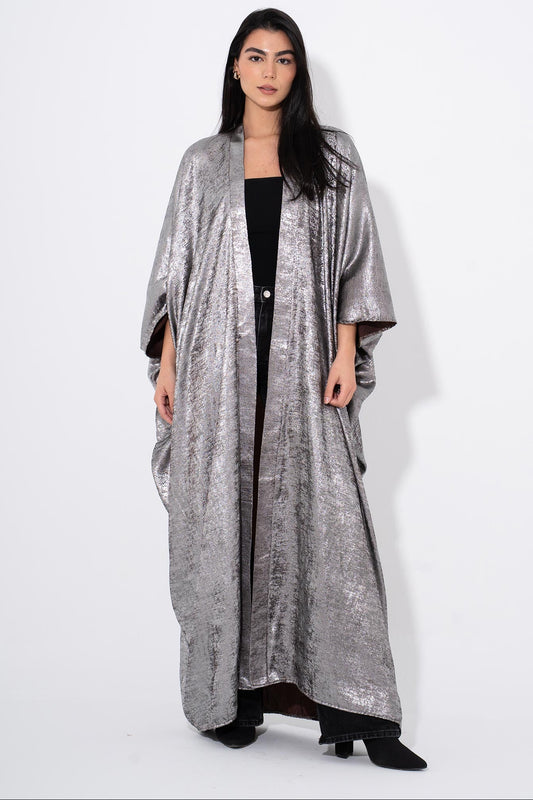 Noor Moon Metallic Kaftan - Silver