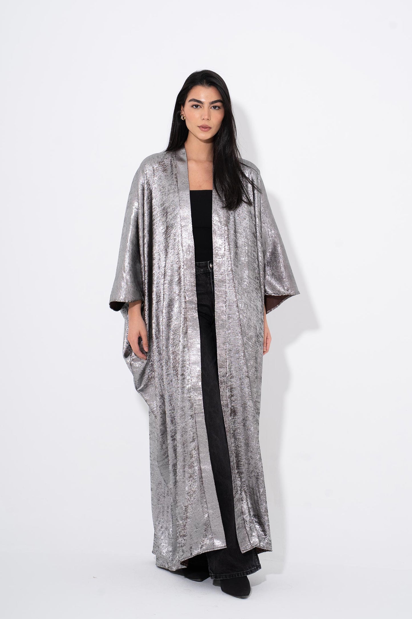 Noor Moon Metallic Kaftan - Silver