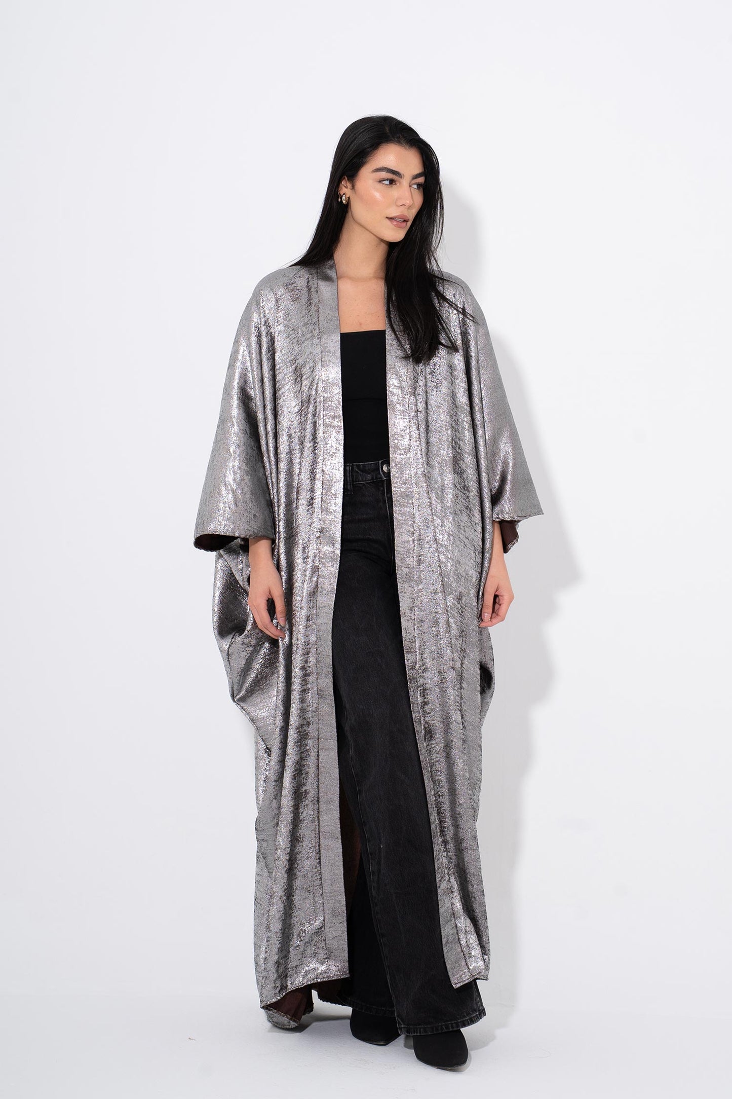 Noor Moon Metallic Kaftan - Silver