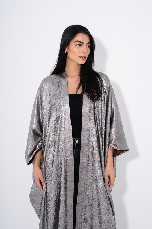 Noor Moon Metallic Kaftan - Silver