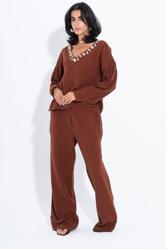 Seashell Co-Ord Set - Brown