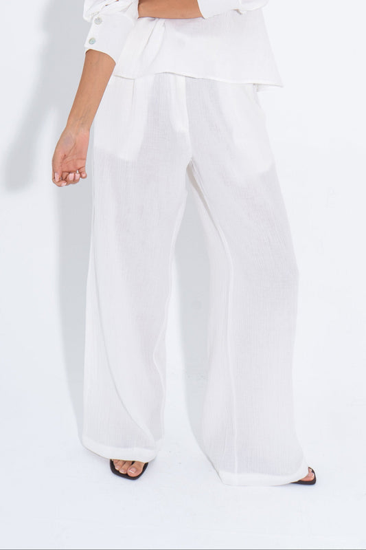 Wide-Leg Relaxed Fit Pants - White