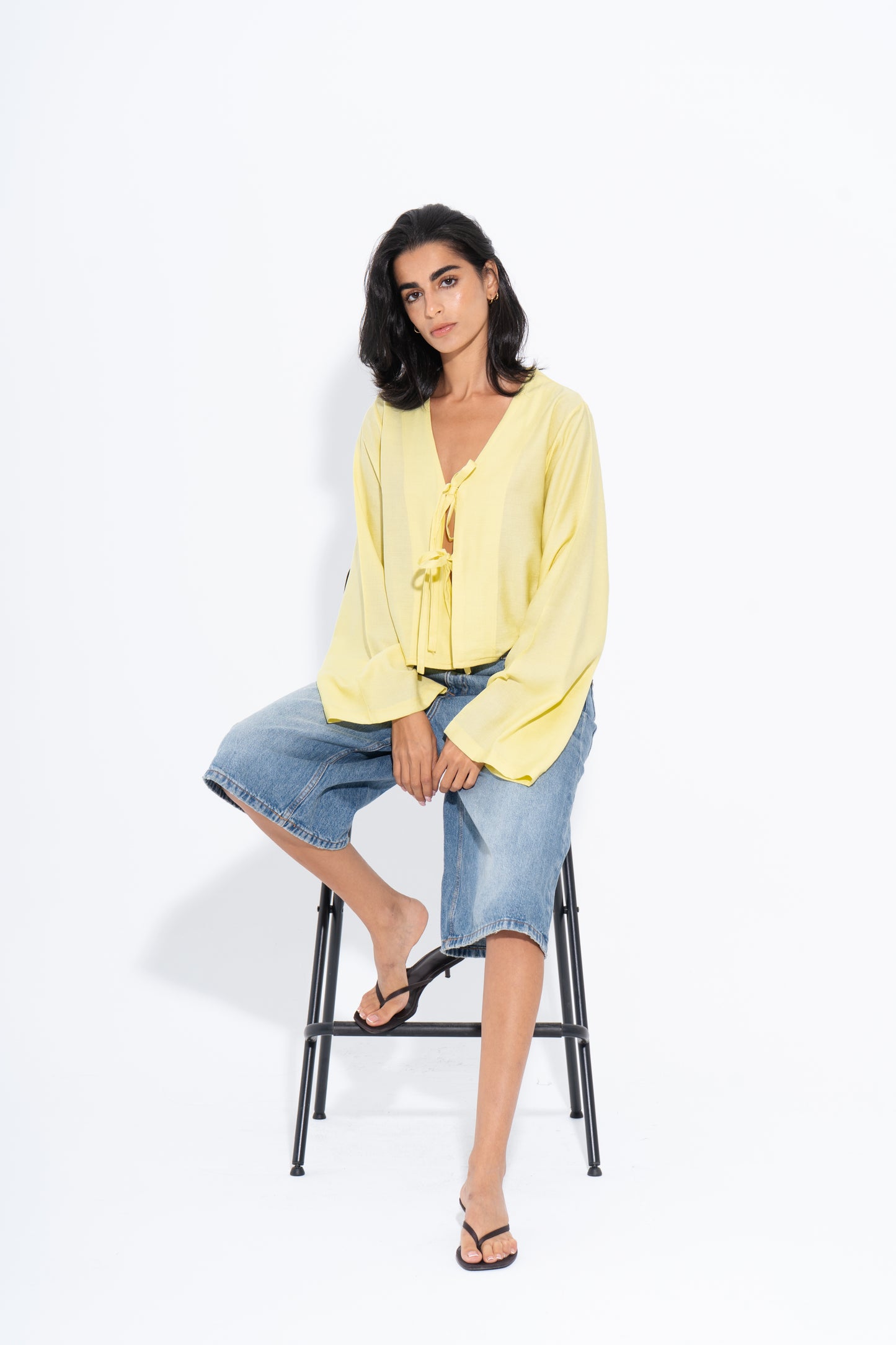 Boho Linen Shirt - Yellow