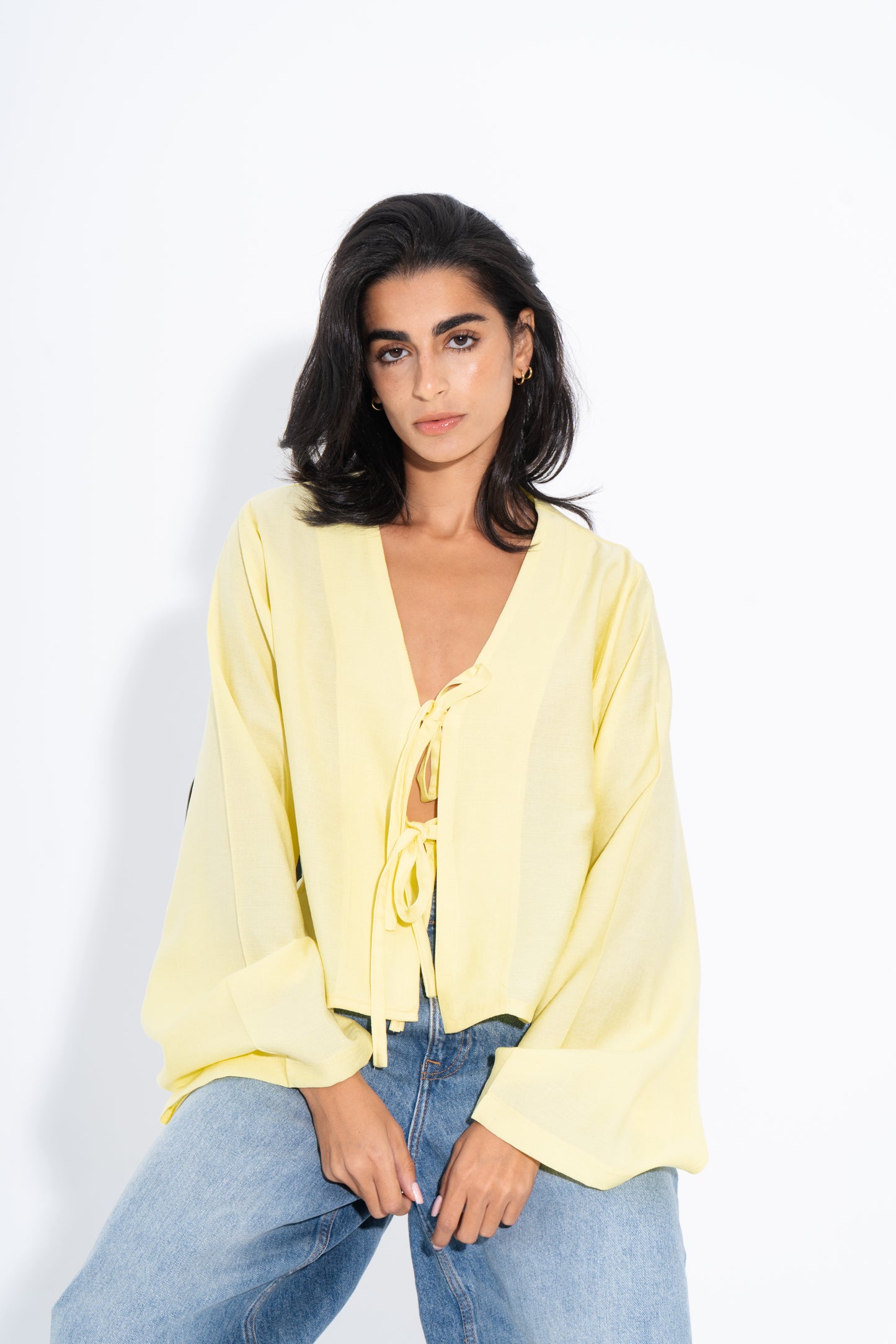 Boho Linen Shirt - Yellow