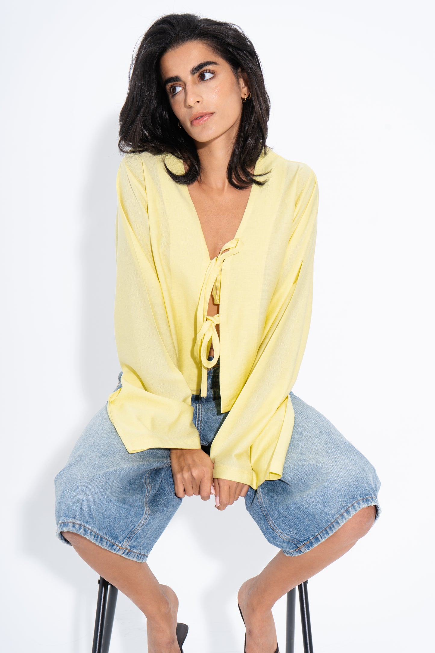 Boho Linen Shirt - Yellow