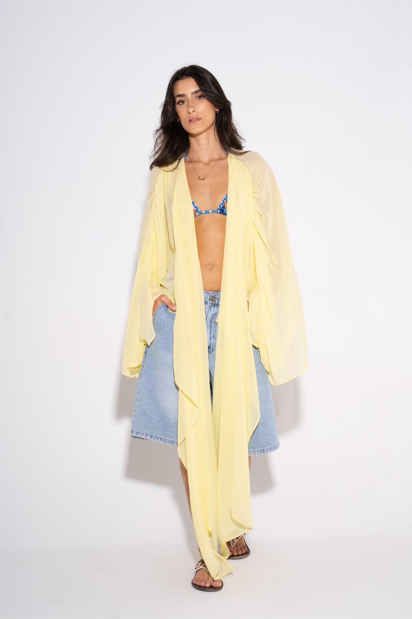 Chiffon Beach Cover Up - Yellow
