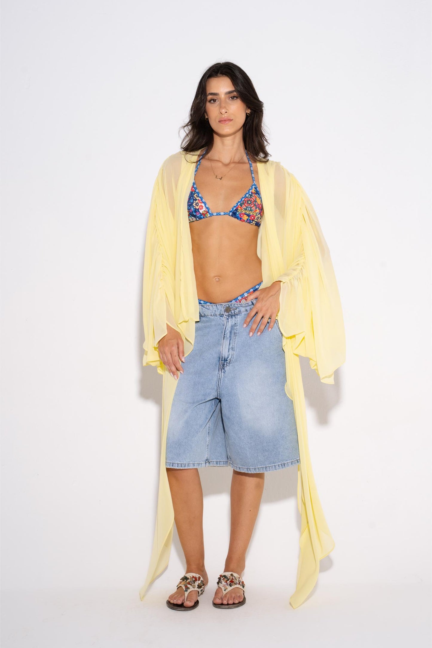 Chiffon Beach Cover Up - Yellow