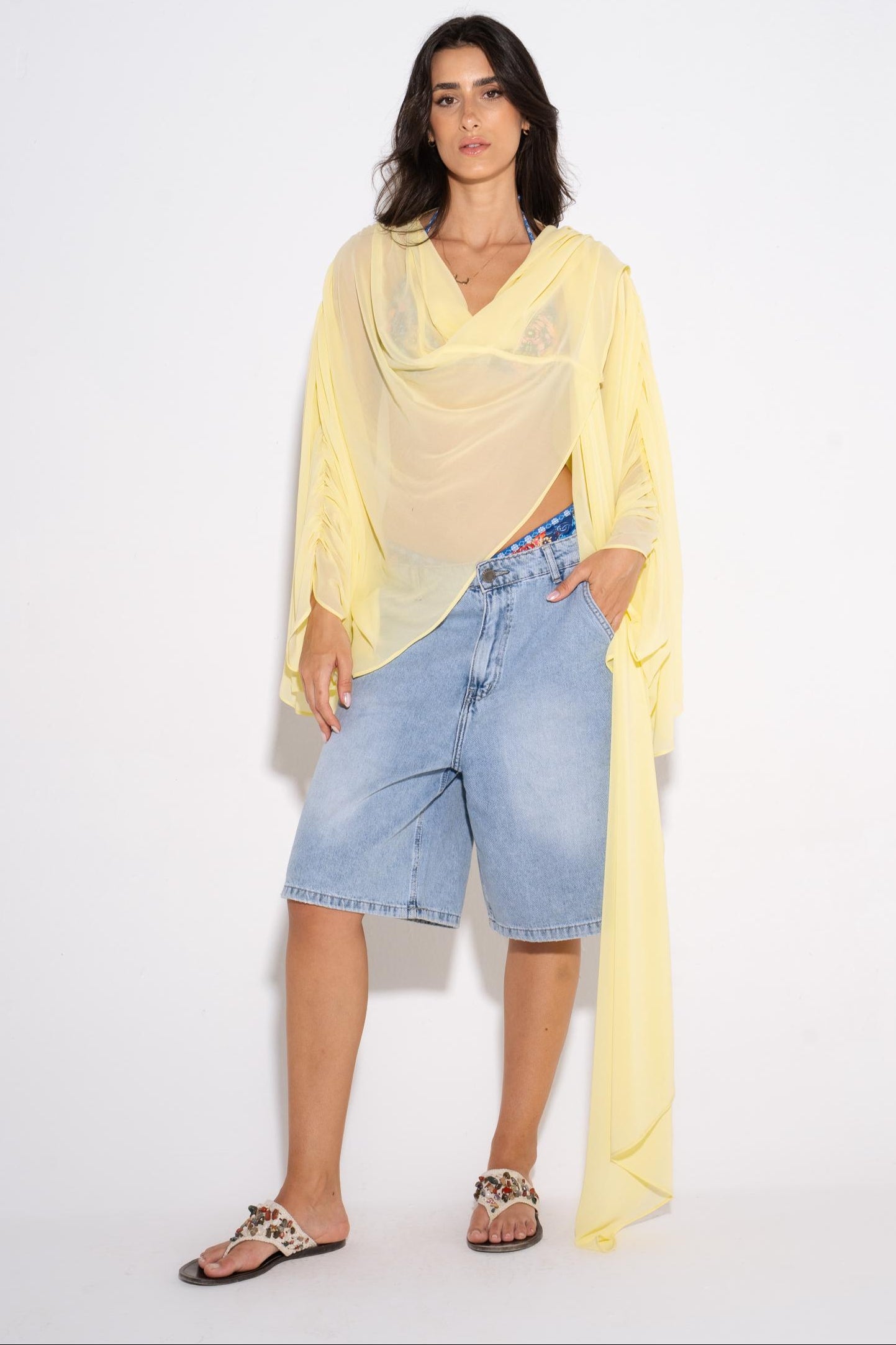 Chiffon Beach Cover Up - Yellow