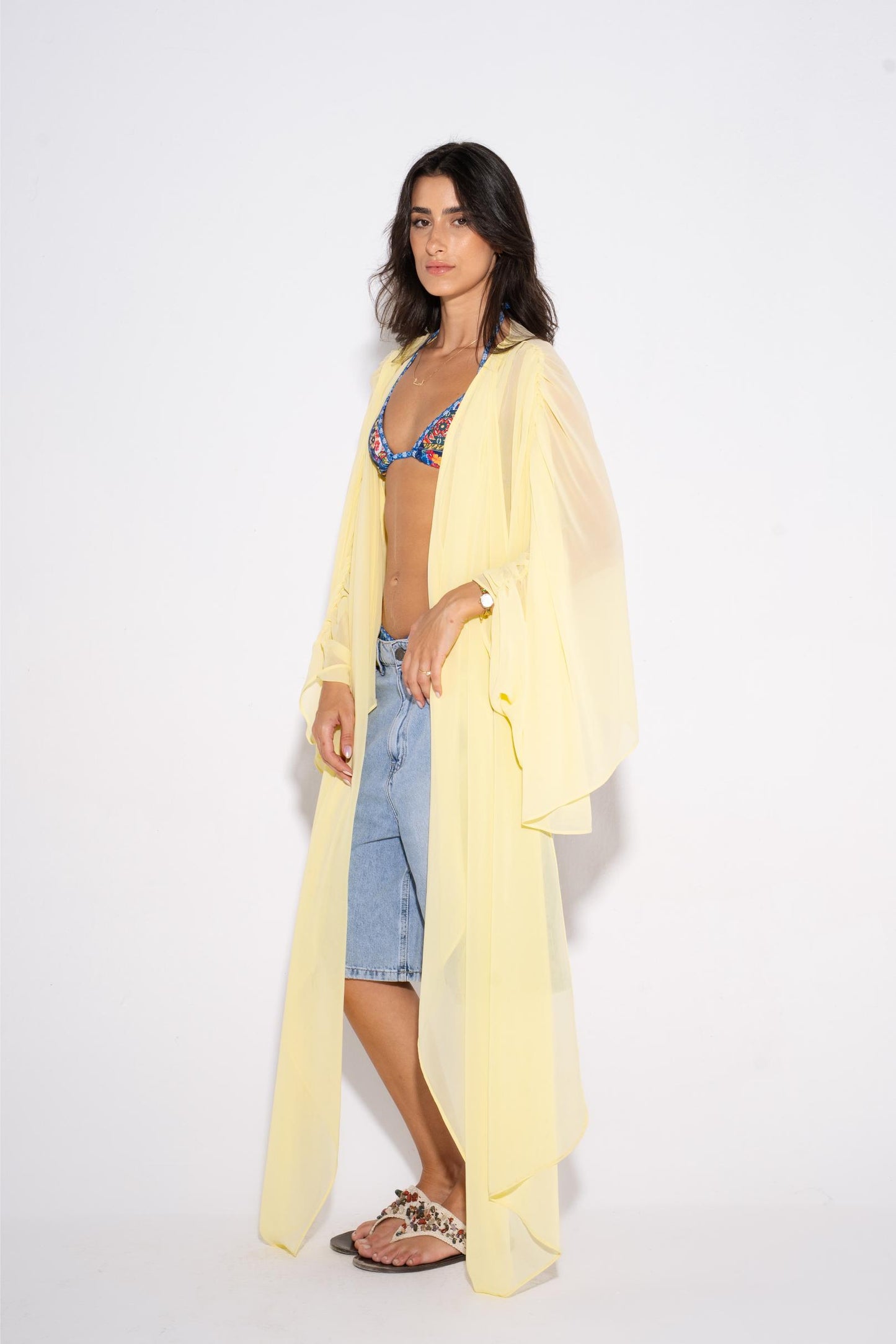 Chiffon Beach Cover Up - Yellow