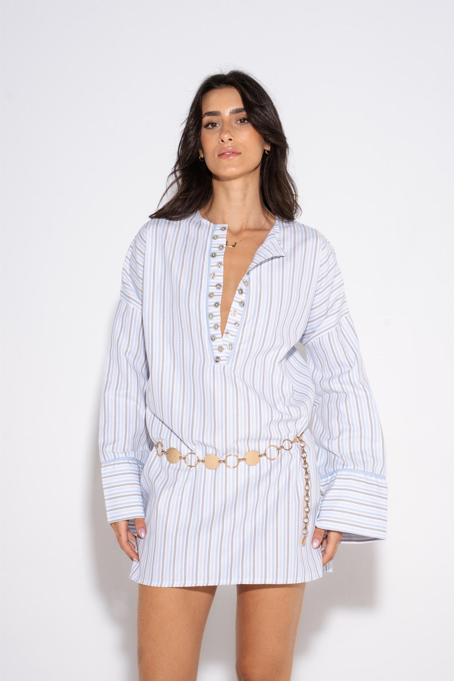 Sleaze Striped Dress - Light Blue