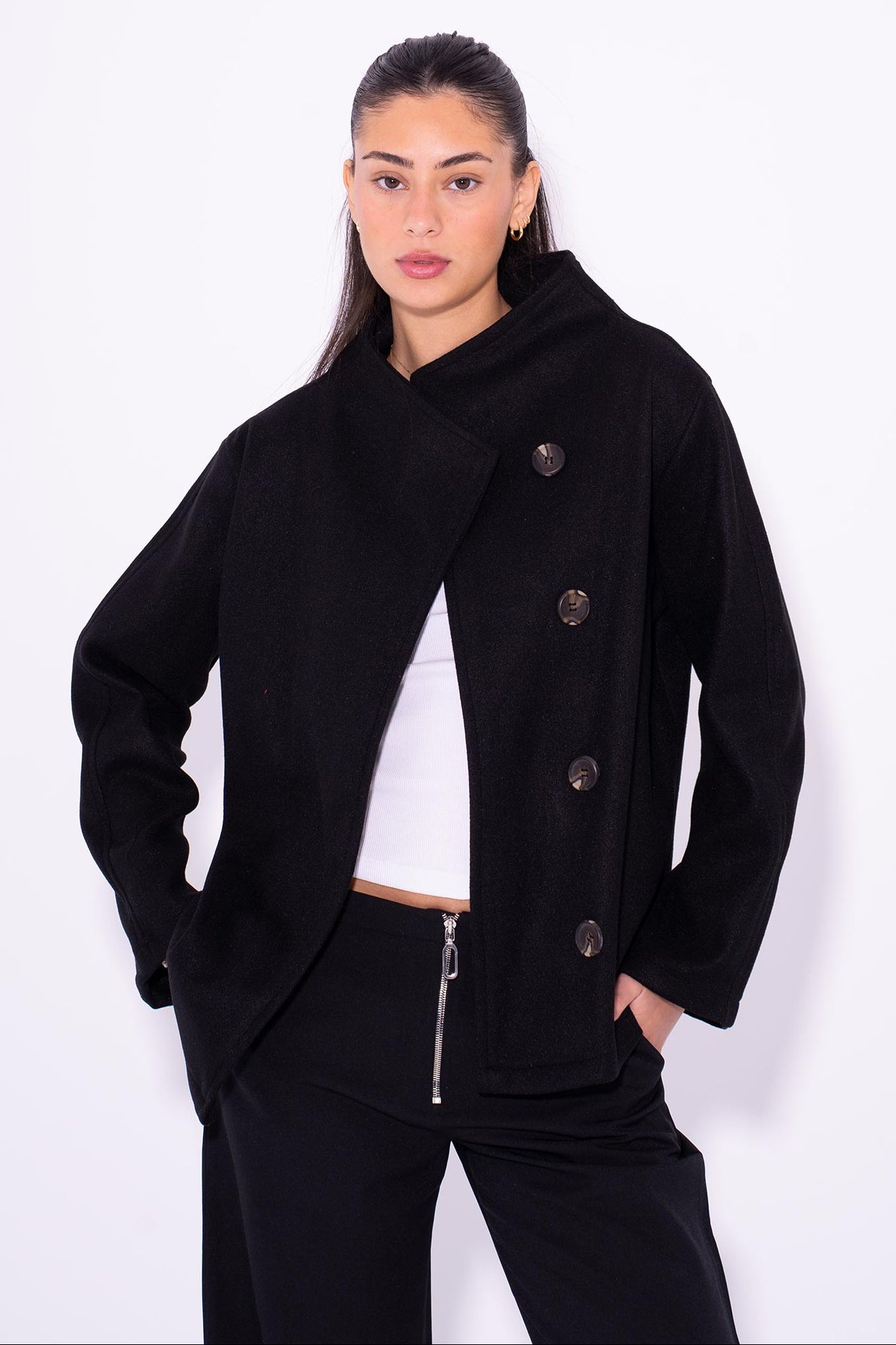 The Signature Buttons Jacket - Black