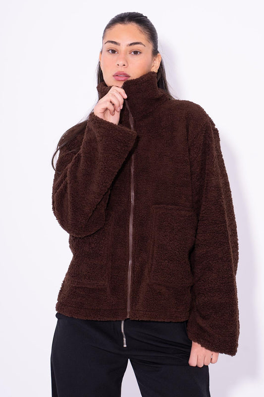 Teddy Fur Jacket - Brown