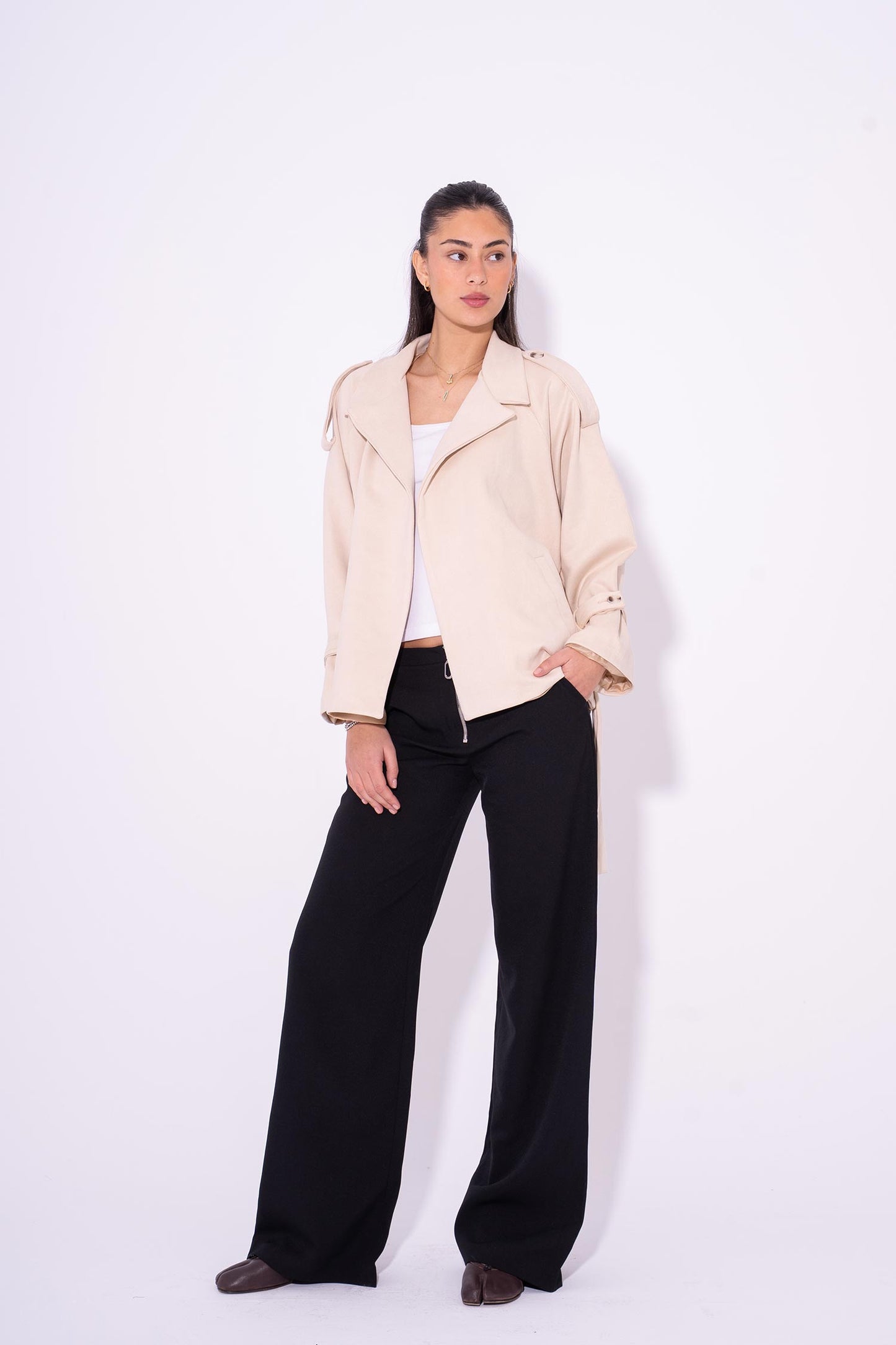 It-Girl Suede Wrap Jacket - Beige