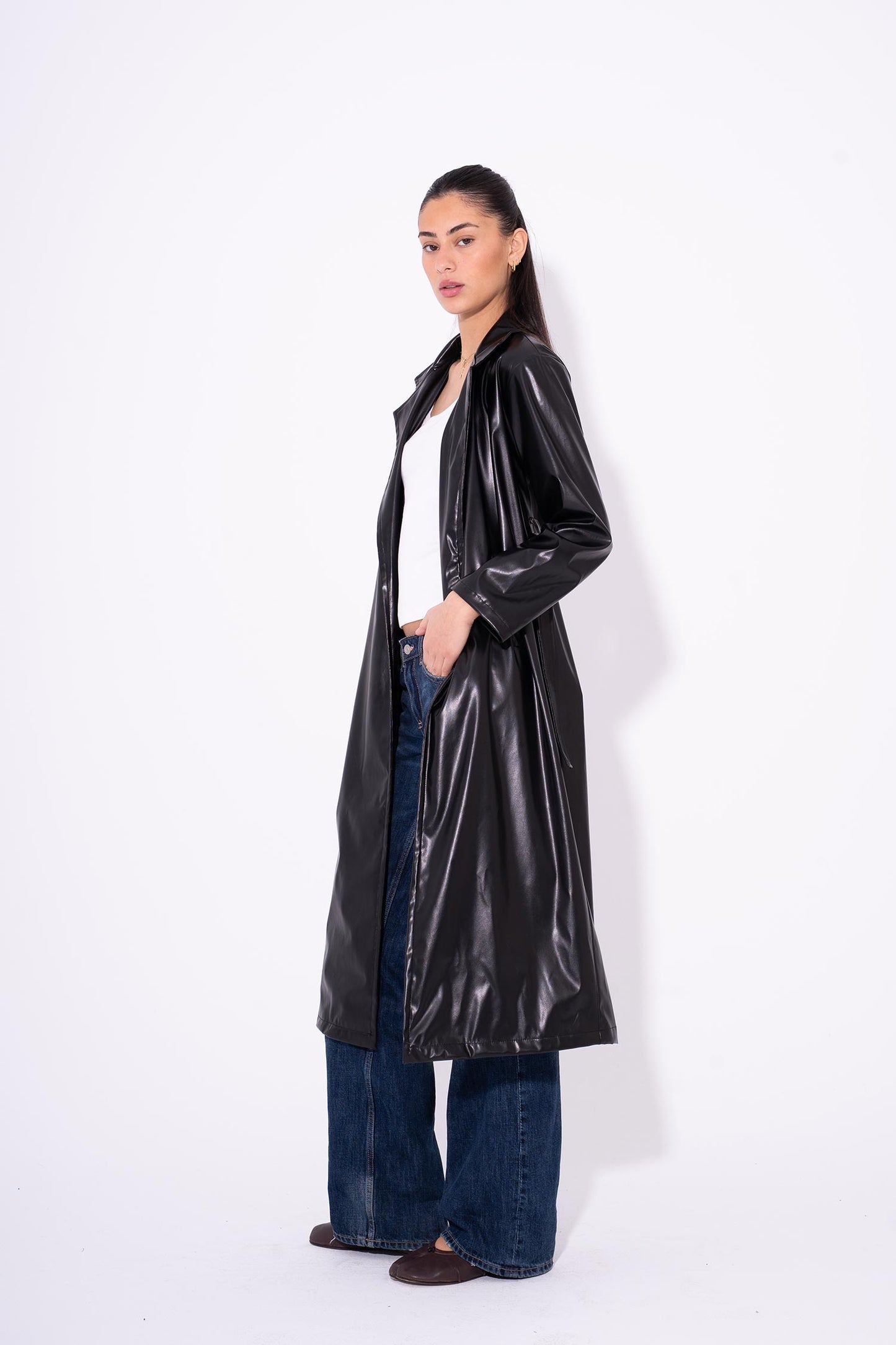 Leather Coat - Black