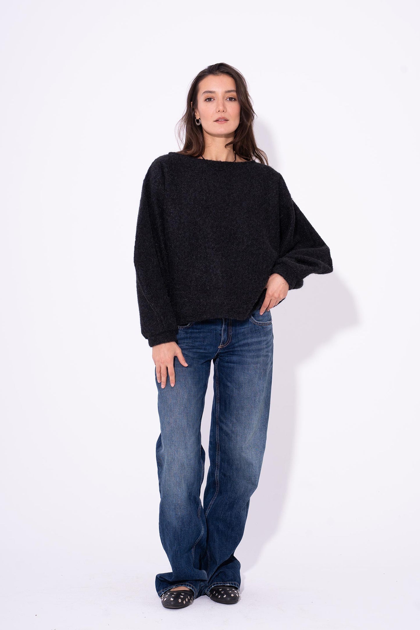 Cloud Mohair Knit Sweater - Black