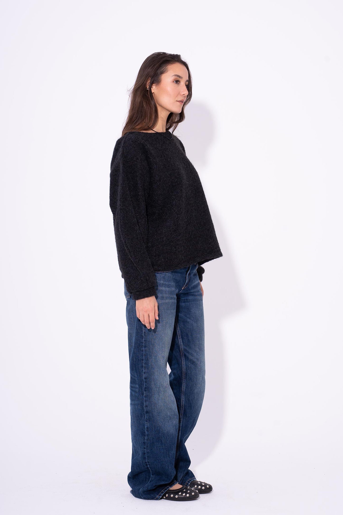 Cloud Mohair Knit Sweater - Black