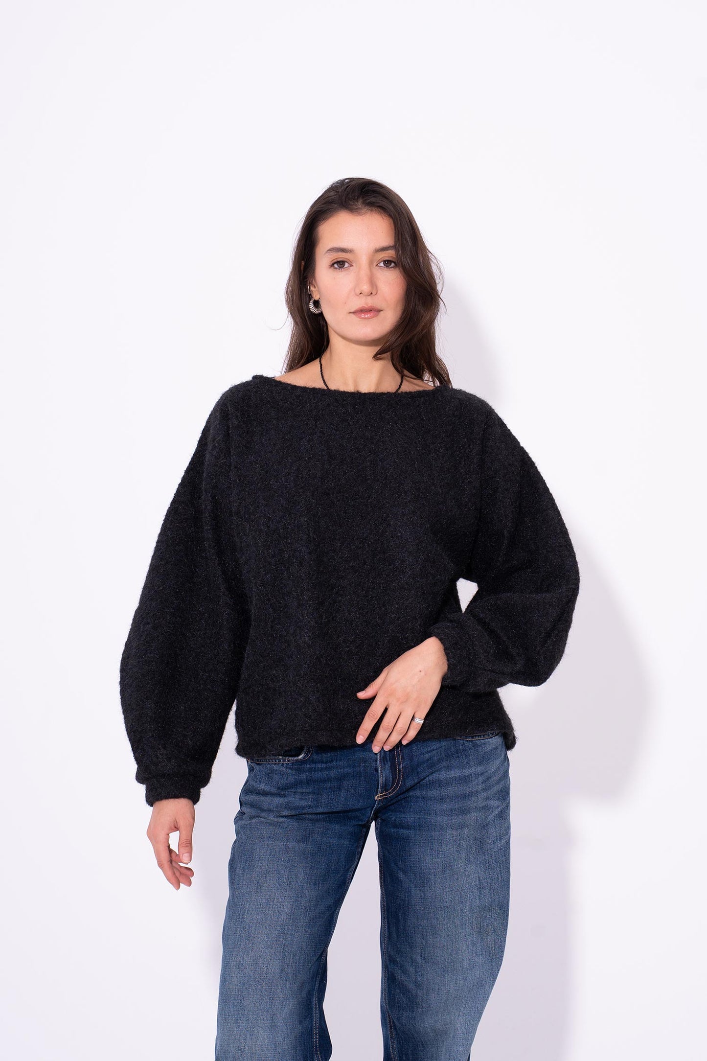 Cloud Mohair Knit Sweater - Black